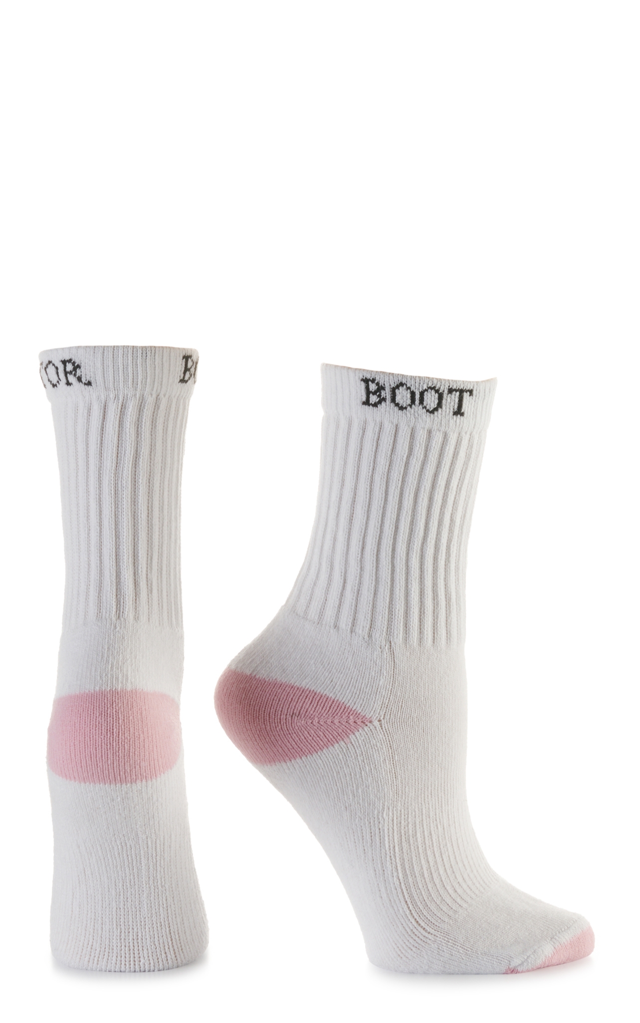 Boot Doctor Women's White and Pink Crew 3Pk Boot Socks (Medium) - Image 1