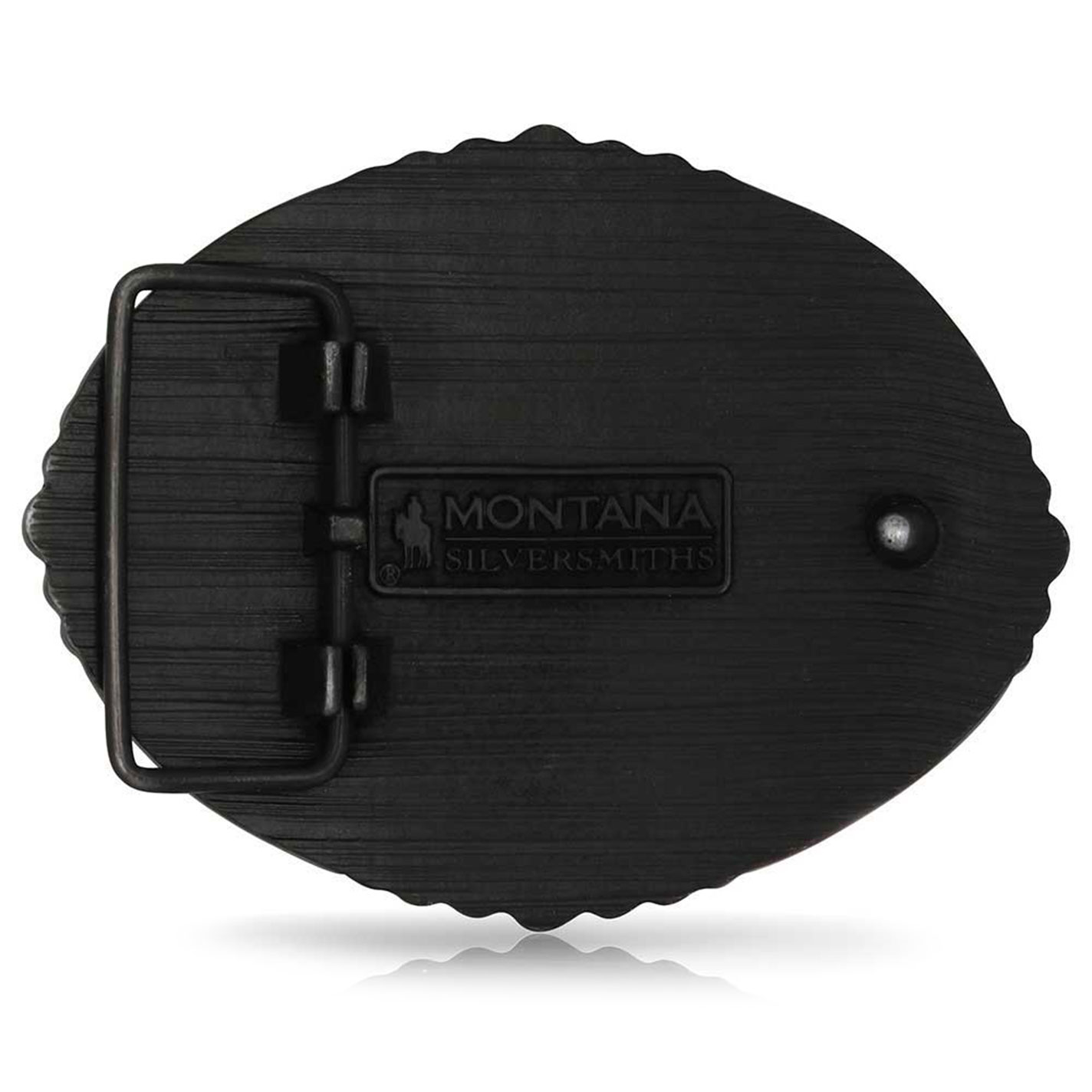Montana Silversmiths Black & Gray Branded Legacy Longhorn Belt Buckle - Image 2