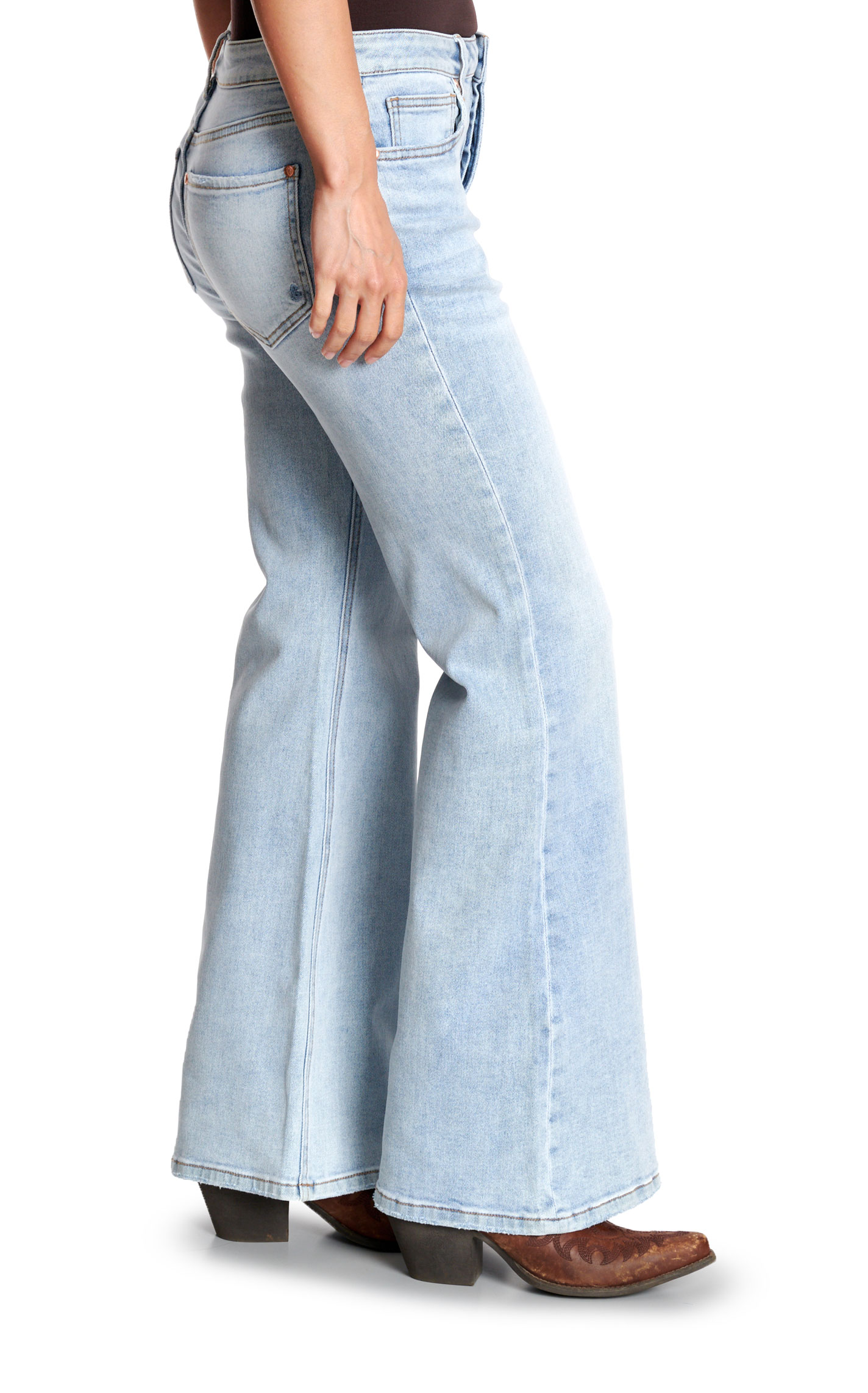 Rockin' C Women's Light Wash Mid Rise Flare Jeans - Image 1