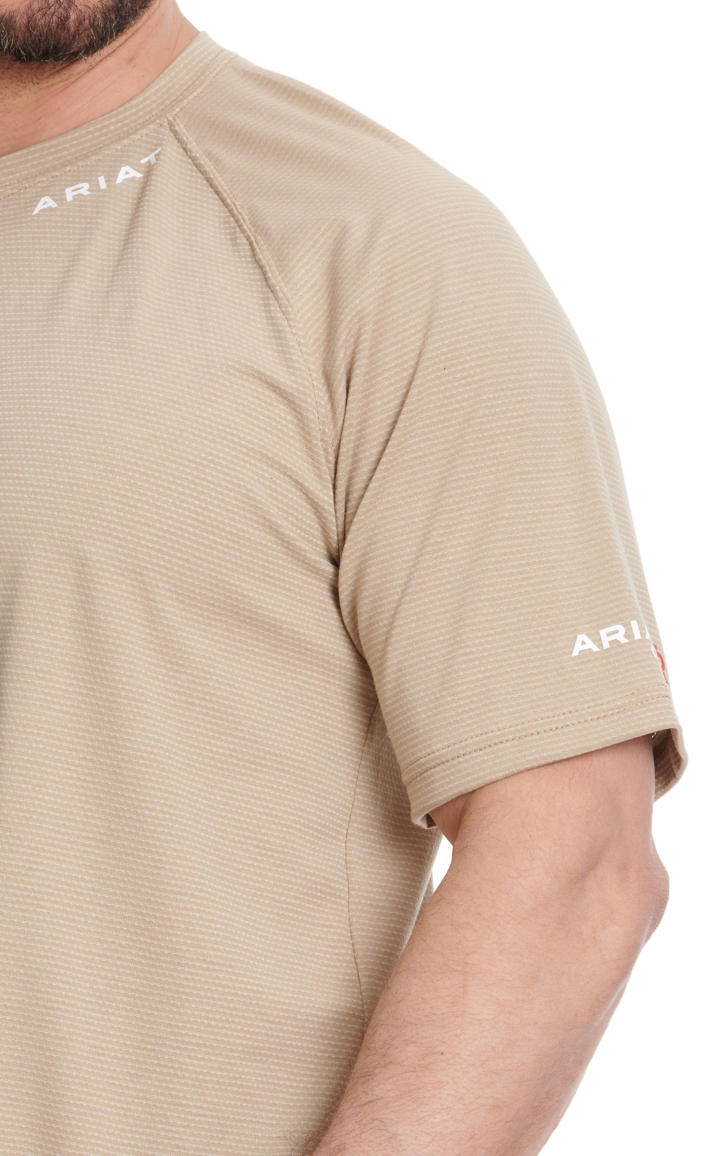 Ariat Men's FR Taupe Base-Layer Short Sleeve Work T-Shirt - Image 1