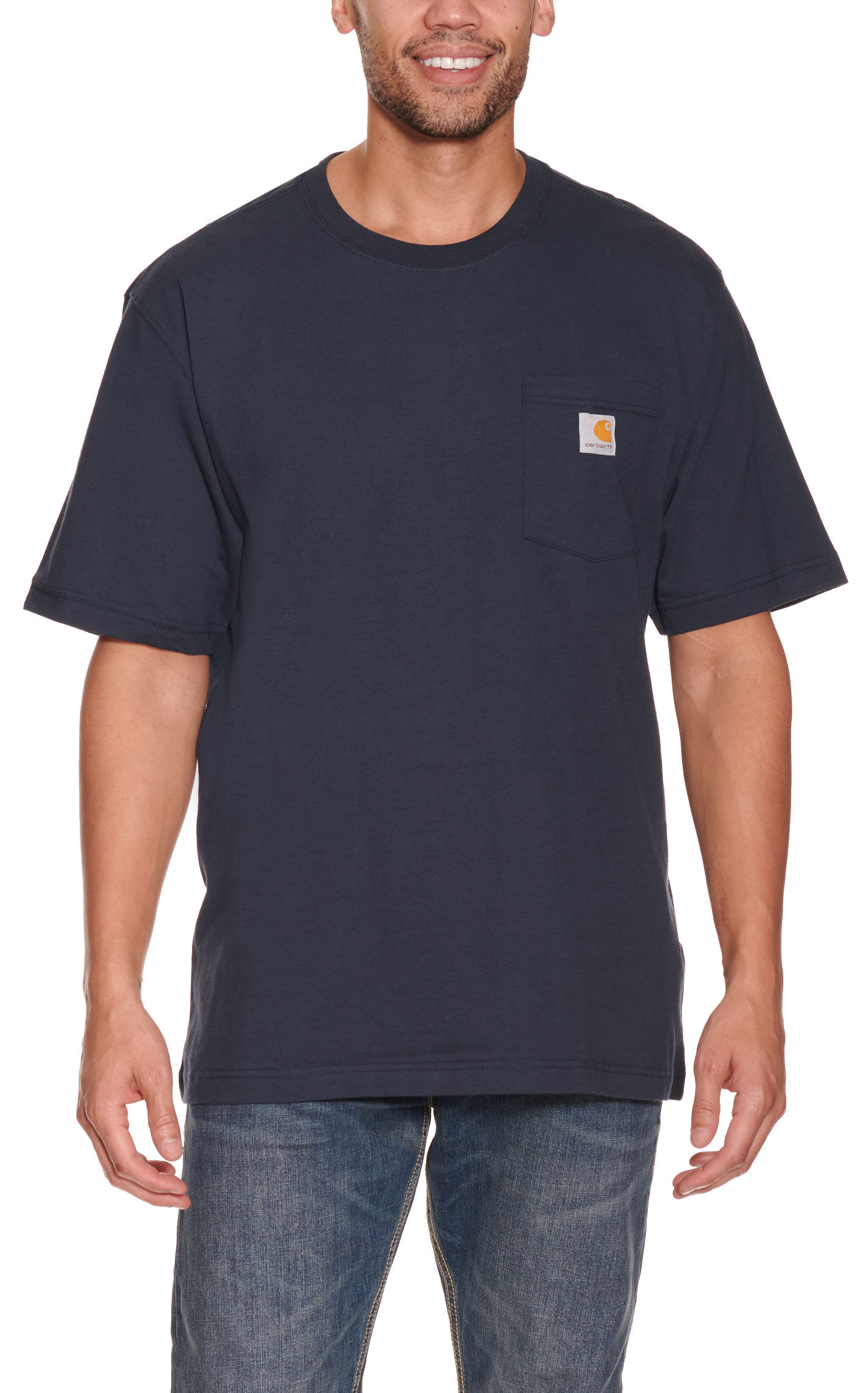 Carhartt Men's Navy Loose Fit Short Sleeve Pocket Work T-Shirt - Image 1