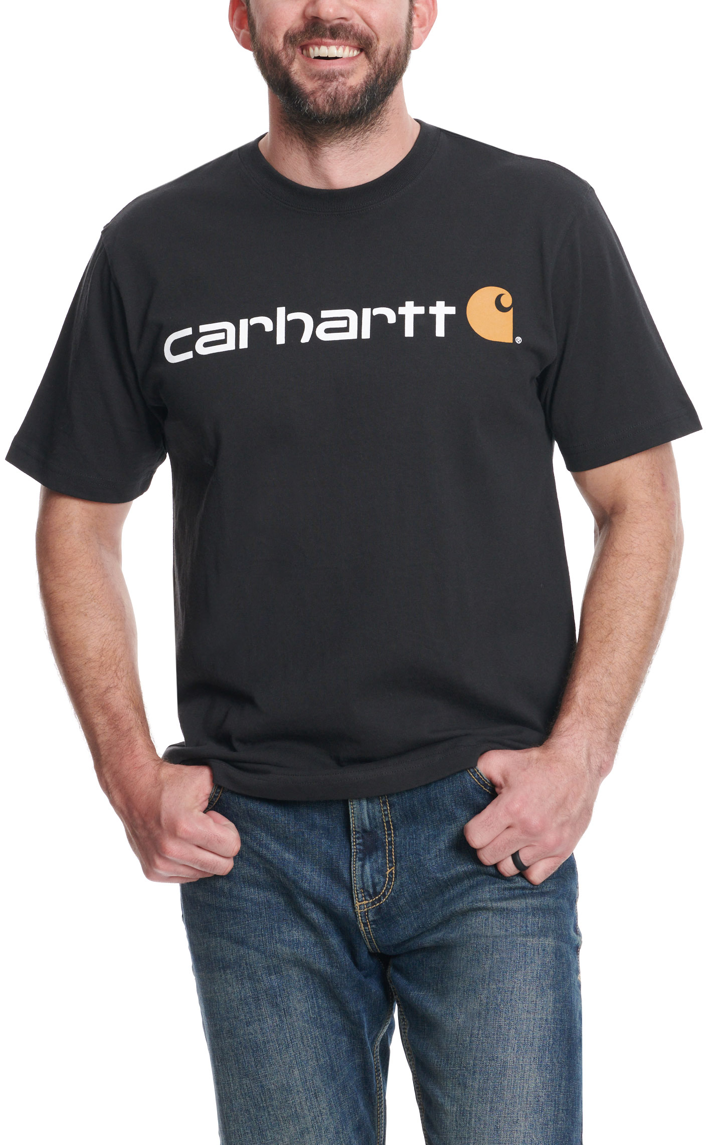 Carhartt Men's Black Heavyweight Loose Fit Logo Graphic Work T-Shirt - Image 3