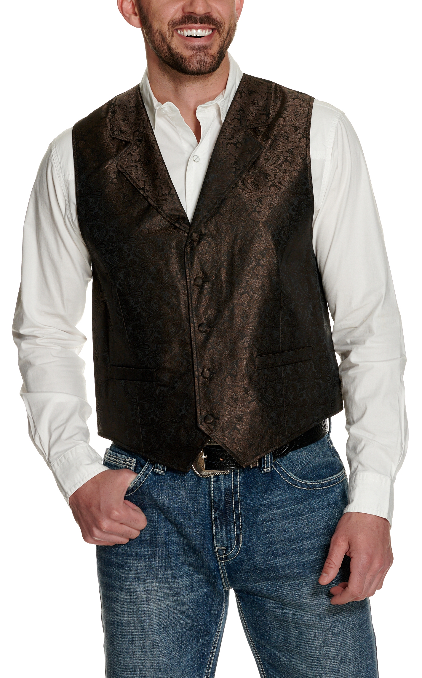 Scully Brown on Black Paisley Vest - Image 1