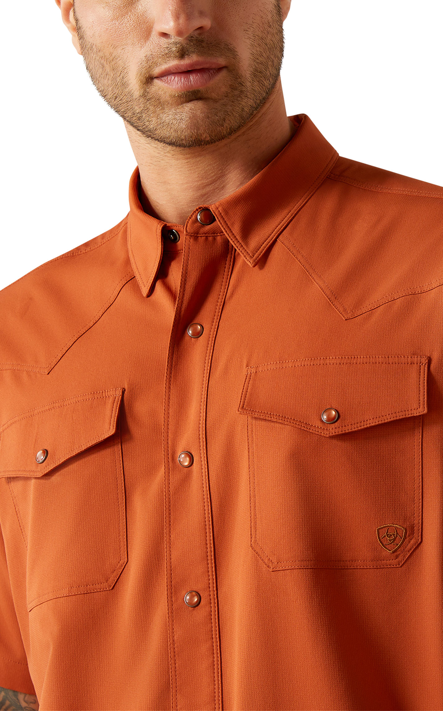 Ariat VentTek Solid Rust Western Shirt - Image 1