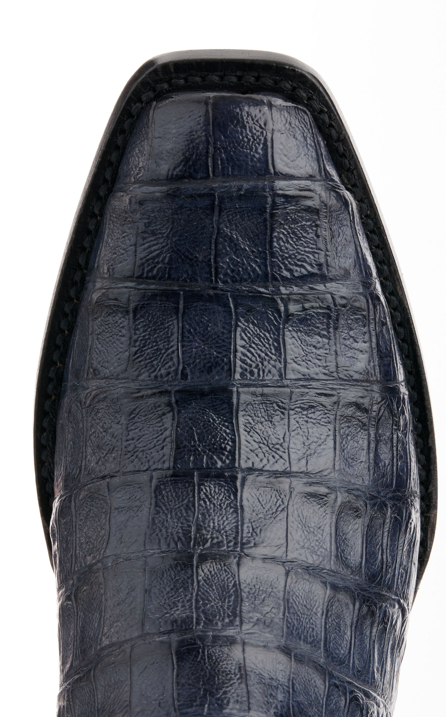 Black Jack Men's Navy and Denim Blue Caiman Belly Square Toe Exotic Cowboy Boots - Image 1