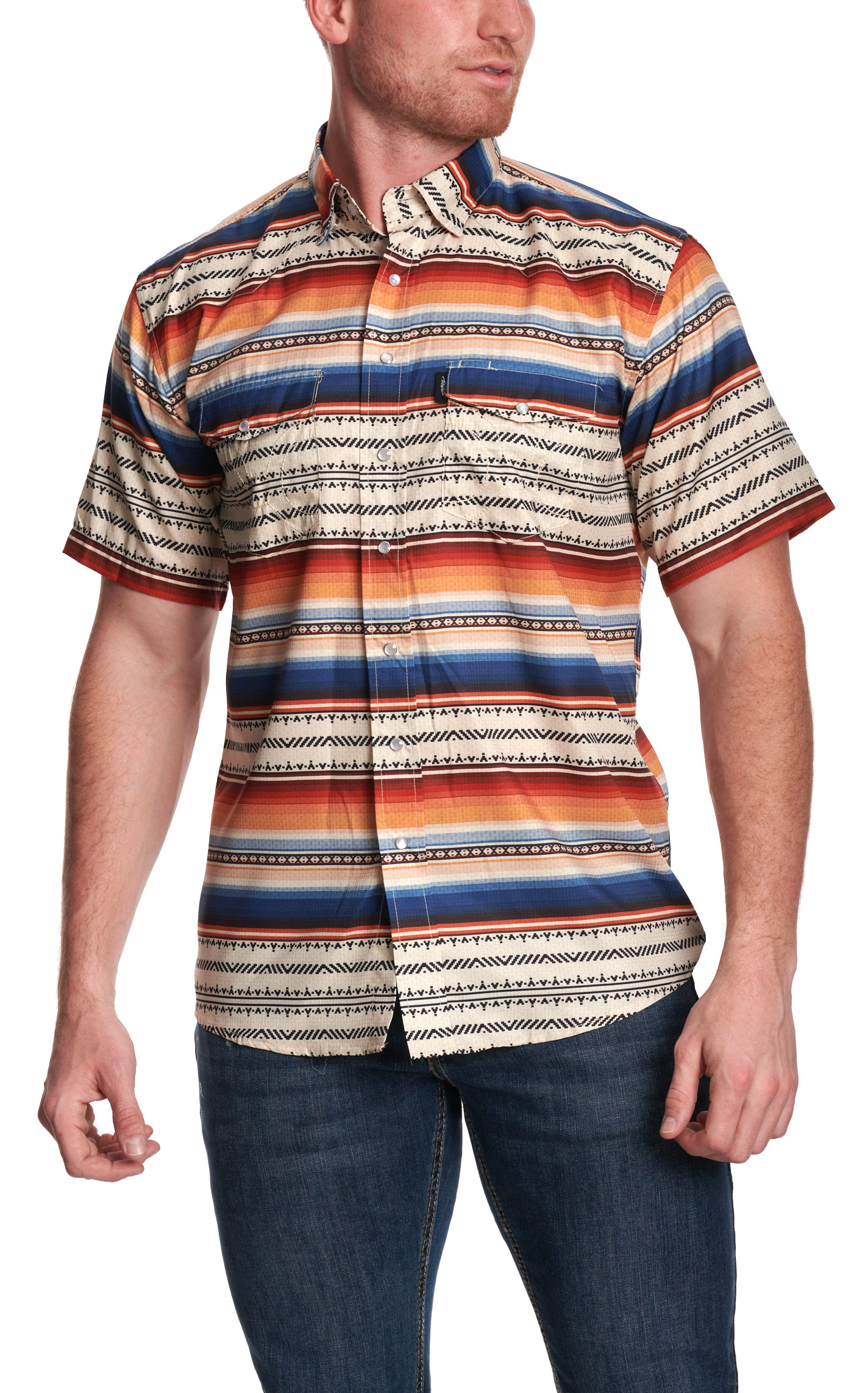Hooey Men's Blue & Orange Serape Print Shirt - Image 2