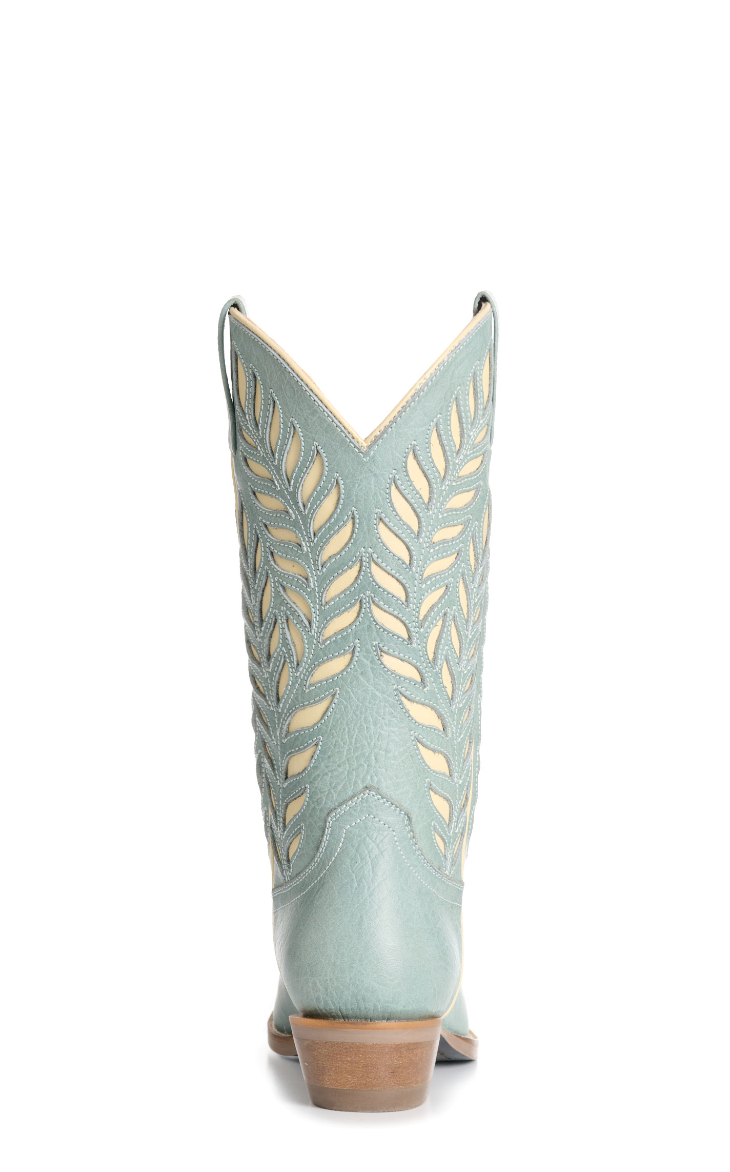 Rockin' C Women's Coral Blue & Latte Inlay Snip Toe Boots - Image 1