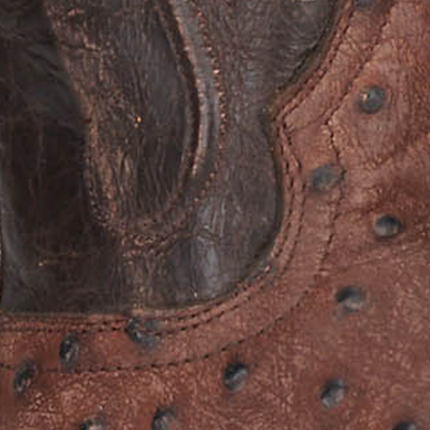 Cavender's Men's Chocolate and Brown Ostrich Print R-Toe Cowboy Boots - Image 1