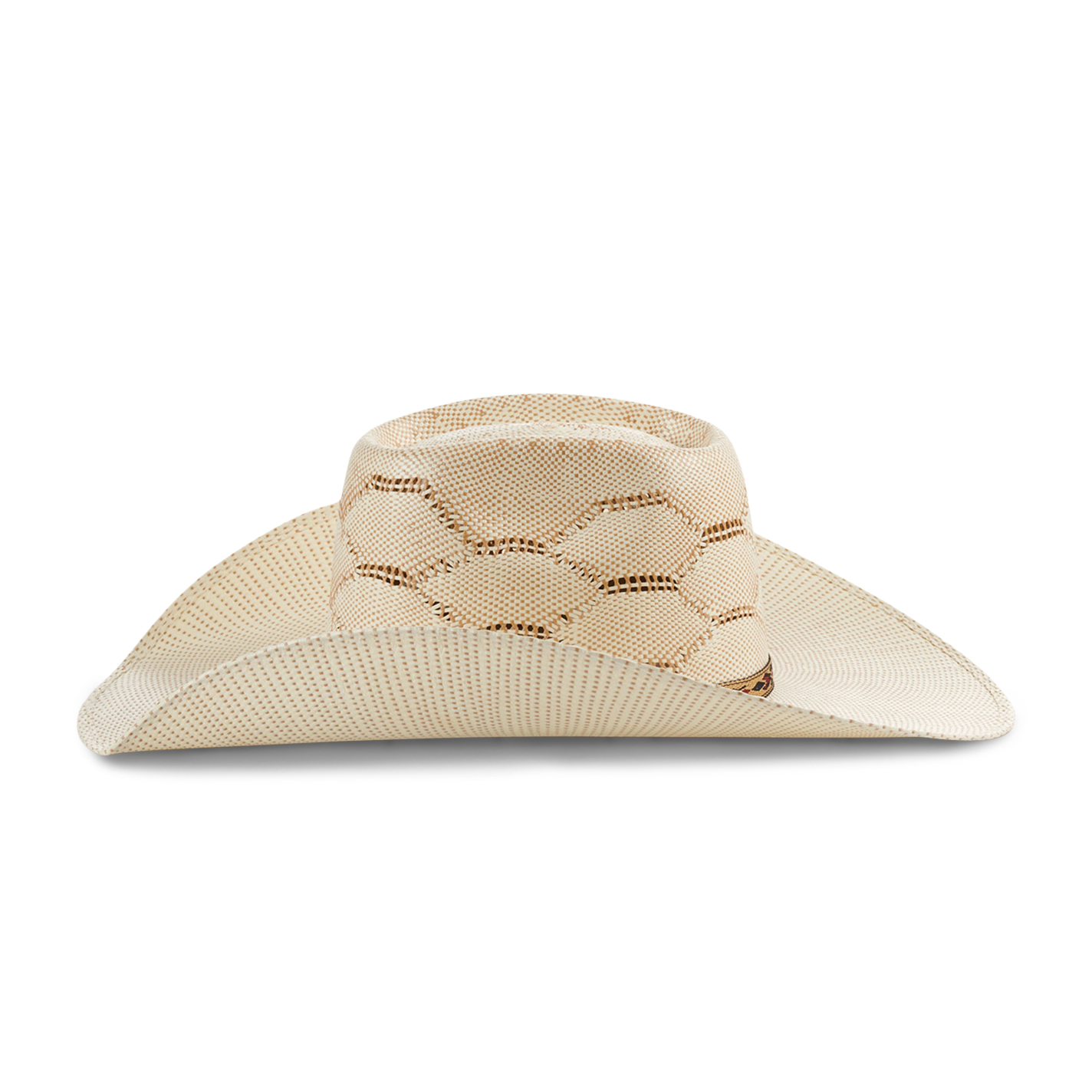Rafter C Men's Ivory and Tan with Honeycomb Vented Crown Bangora Straw Cowboy Hat - Image 1