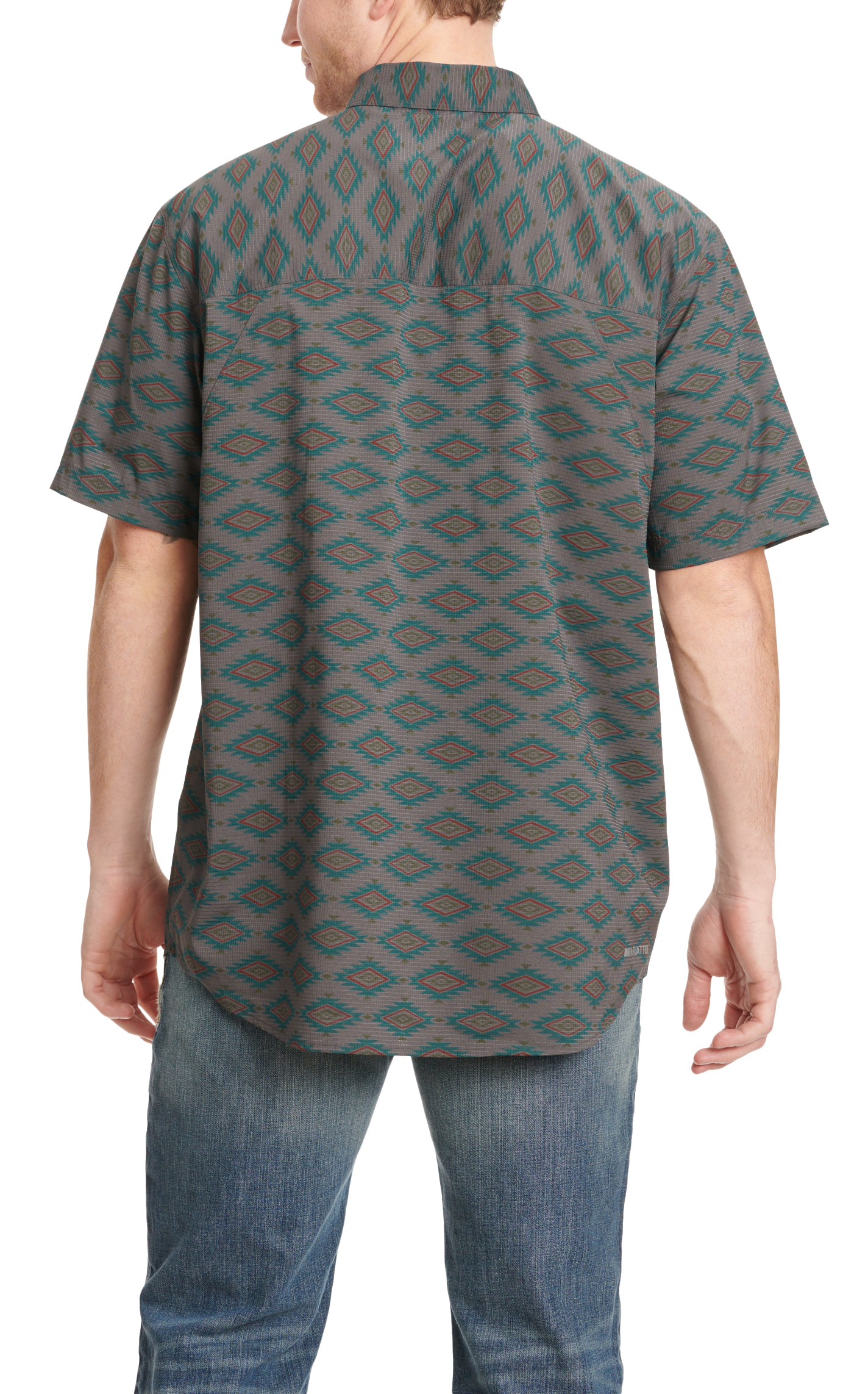 Ariat Men's 360 Airflow Charcoal & Aztec Print Short Sleeve Vented Shirt - Image 1