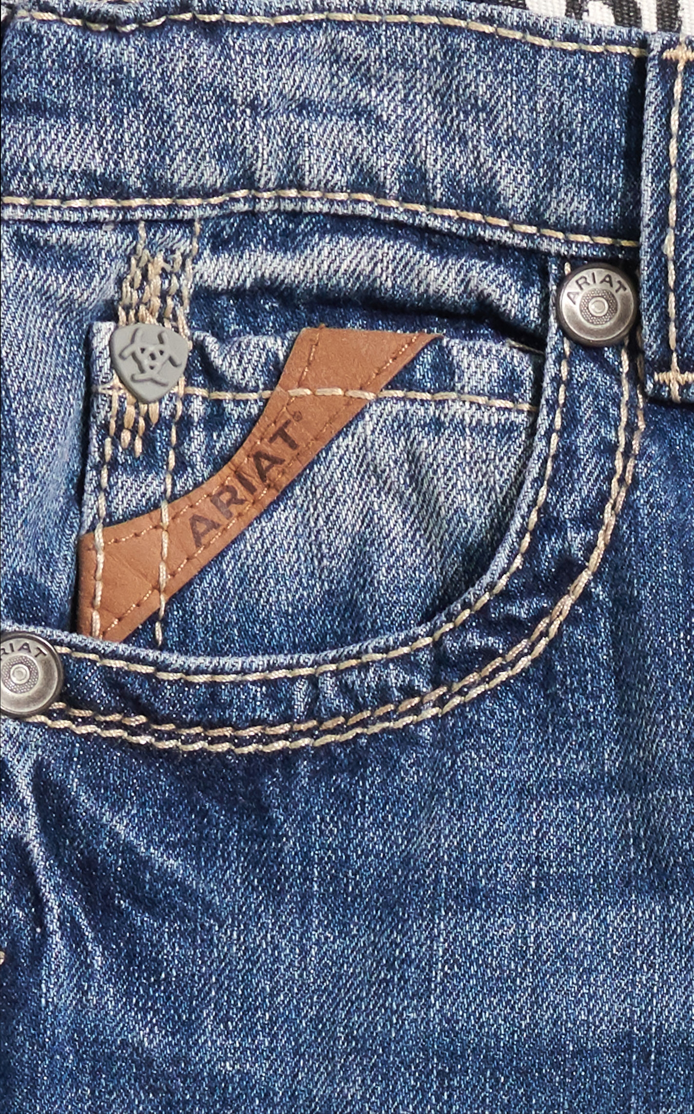 Ariat Boys' B4 Boundary Dakota Medium Wash Relaxed Fit Boot Cut Jeans (7-16) - Image 1