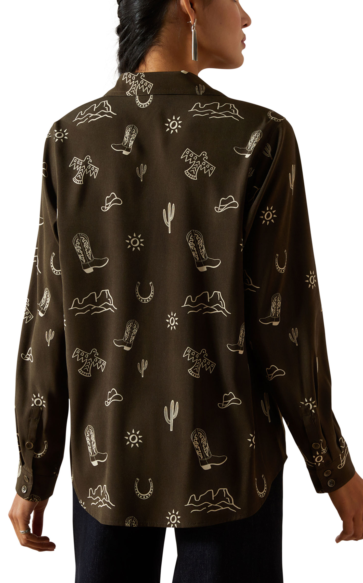 Ariat Women's Homestyle Layla Brown Western Print Shirt - Image 1