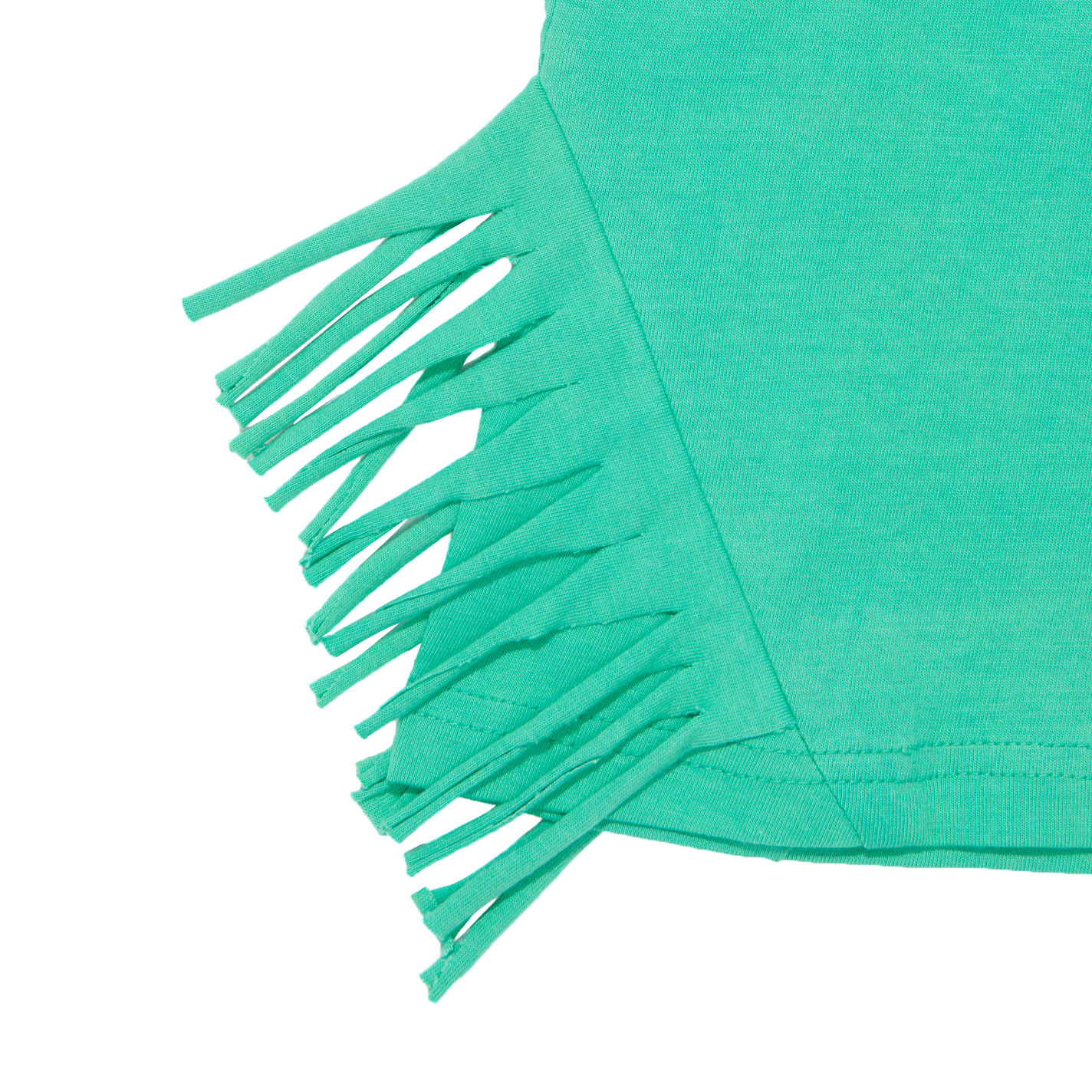 Rockin' C Girl's Green Boot Stitch Fringe Graphic Top - Image 1