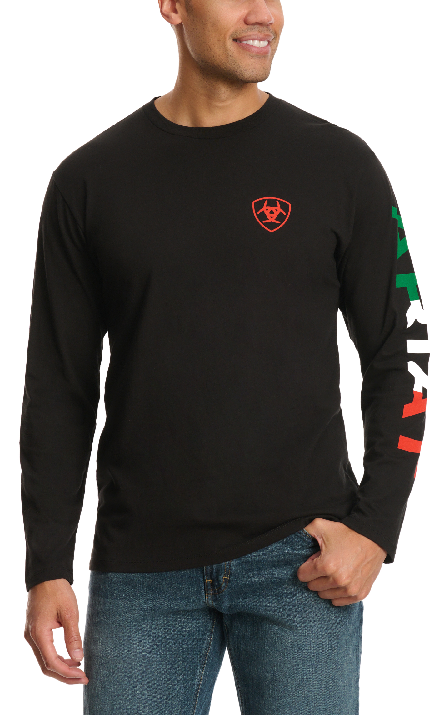 Ariat Men's Black Mexican Skull Flag Logo Graphic T-Shirt - Image 1