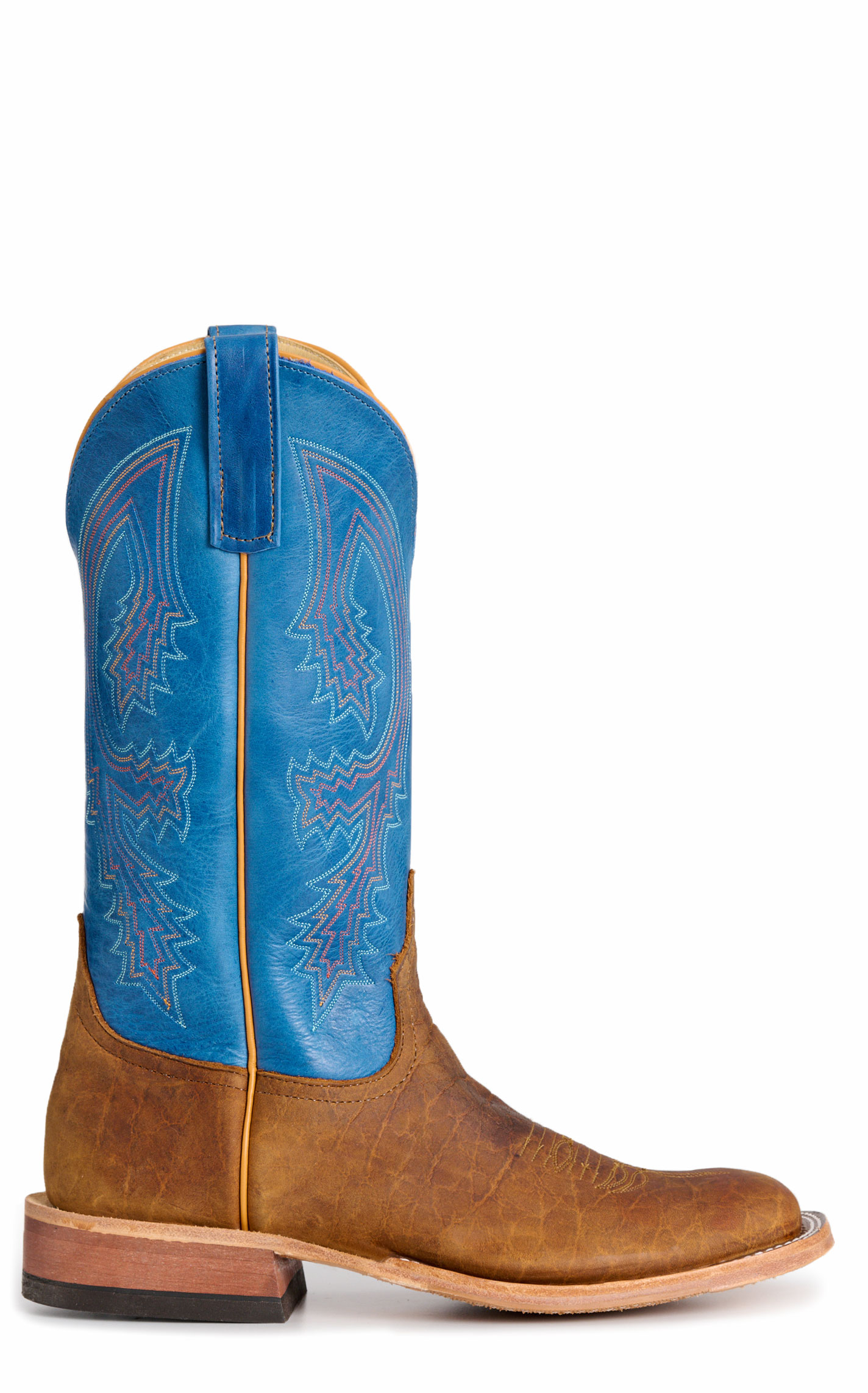 Anderson Bean Men's Natural Bison & Avatar Blue Wide Square Toe Cowboy Boots - Image 6