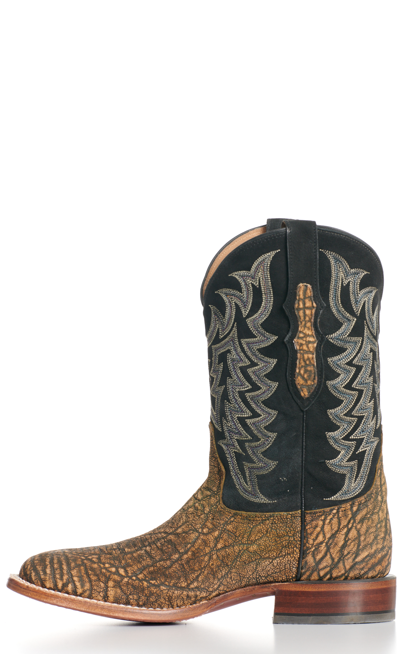 Tony Lama Men's Saddle Brown Elephant and Black Wide Square Toe Exotic Cowboy Boots - Cavender's Exclusive - Image 1