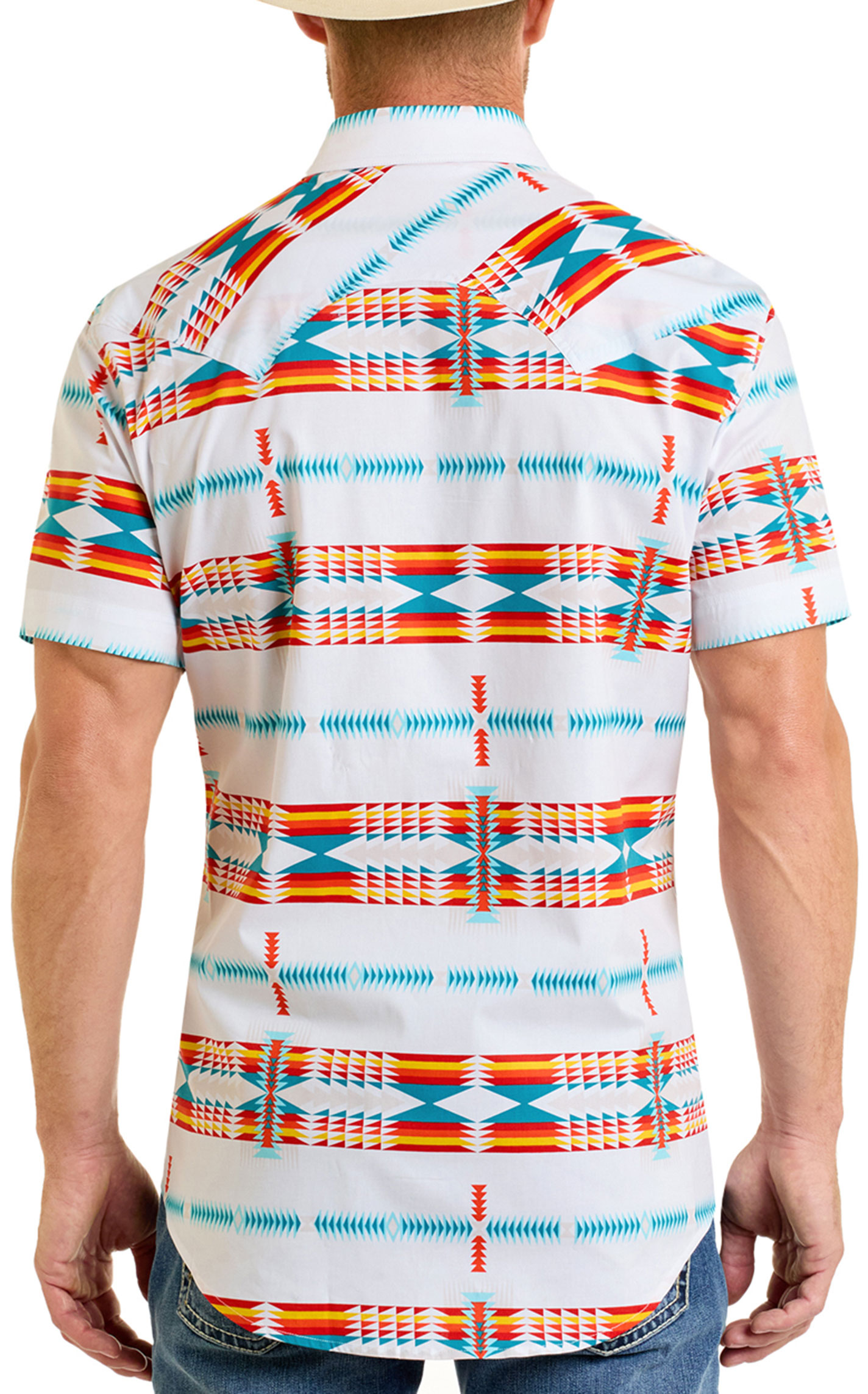 Rock & Roll Denim Men's White & Multi Aztec Print Shirt - Image 1