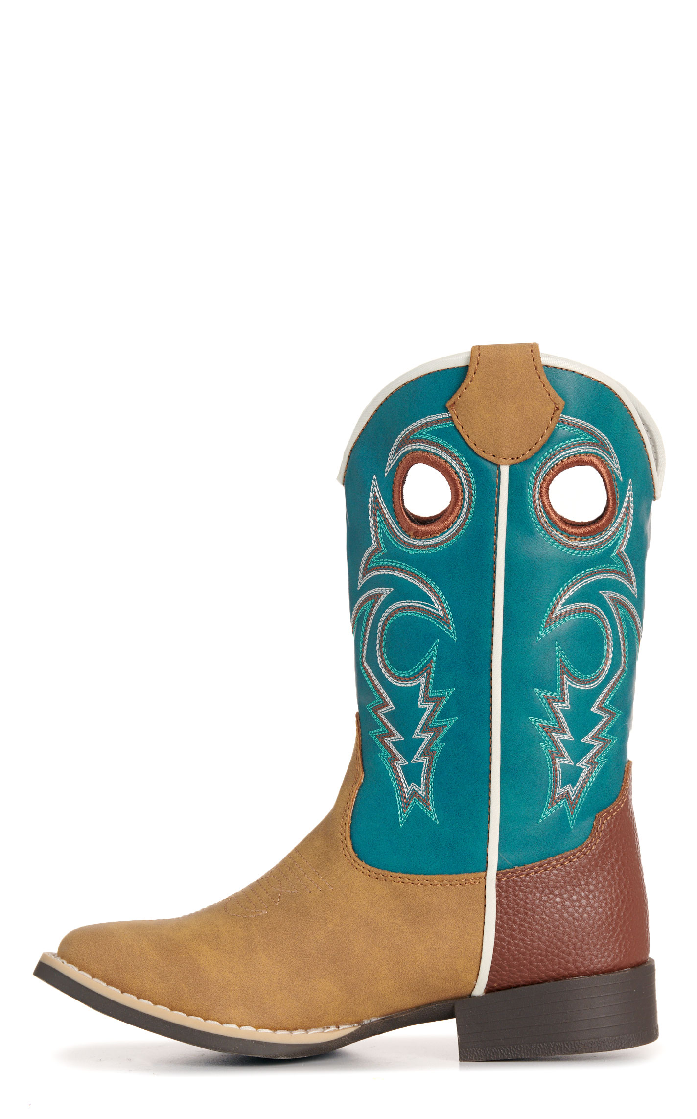 Twister Kid's Jensen Tan & Turquoise Square Toe Boots - Image 1