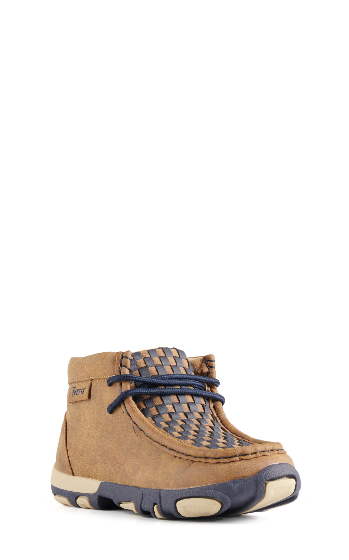 Twister Kids Oliver Brown with Navy Basketweave Moc Toe Chukka Casual Shoe - Image 1