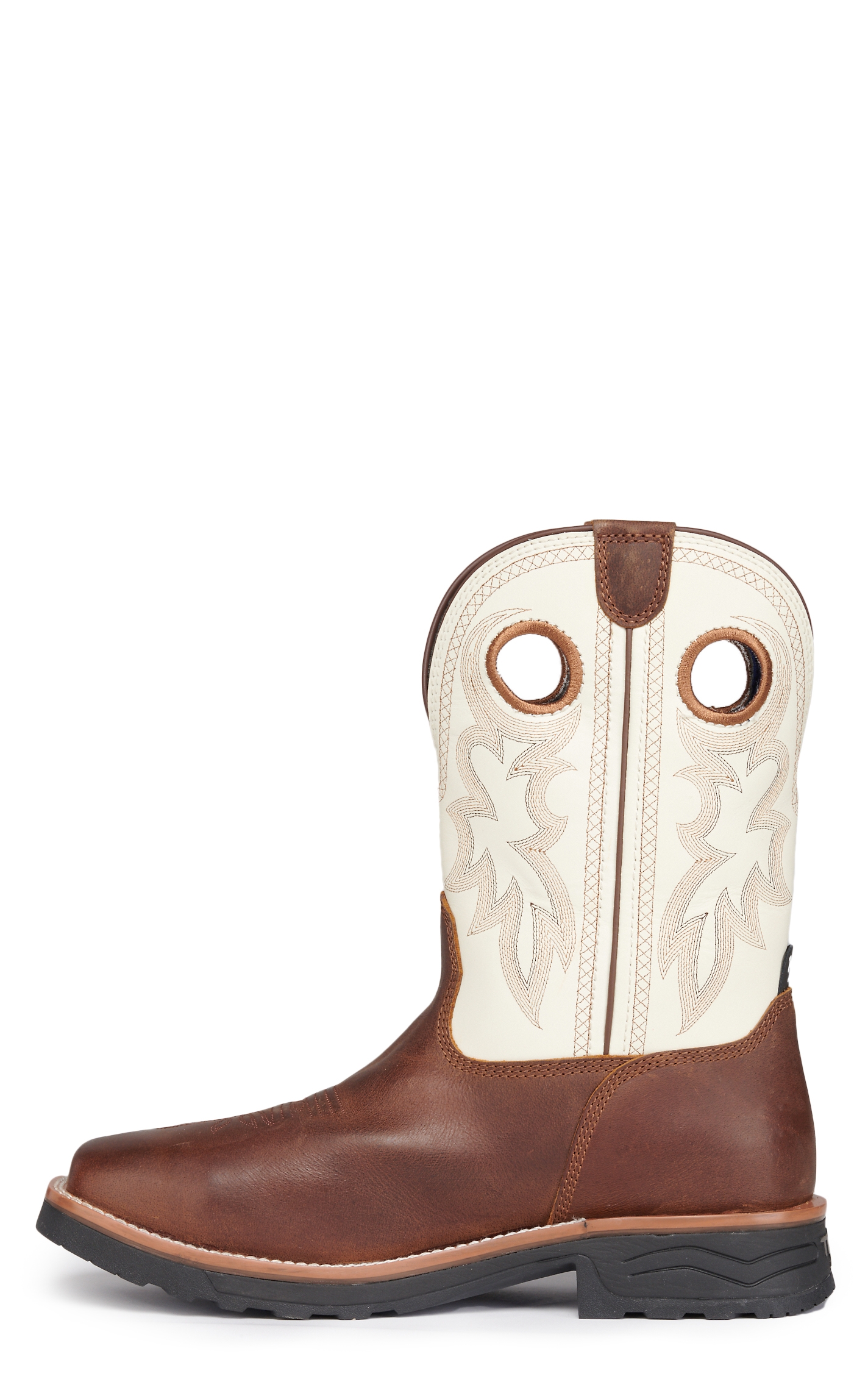 Tony Lama Men's Fireball Brown and White Waterproof Wide Square Composite Toe Work Boots - Image 1