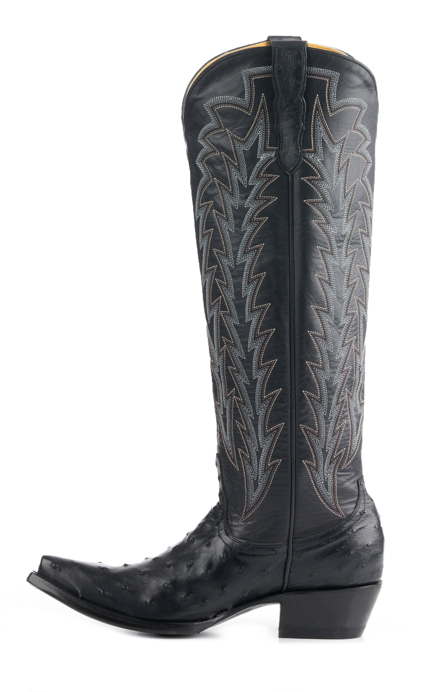 JRC & Sons Women’s Jacqueline Black Full Quill Ostrich Snip Toe Tall Cowboy Boots - Image 1
