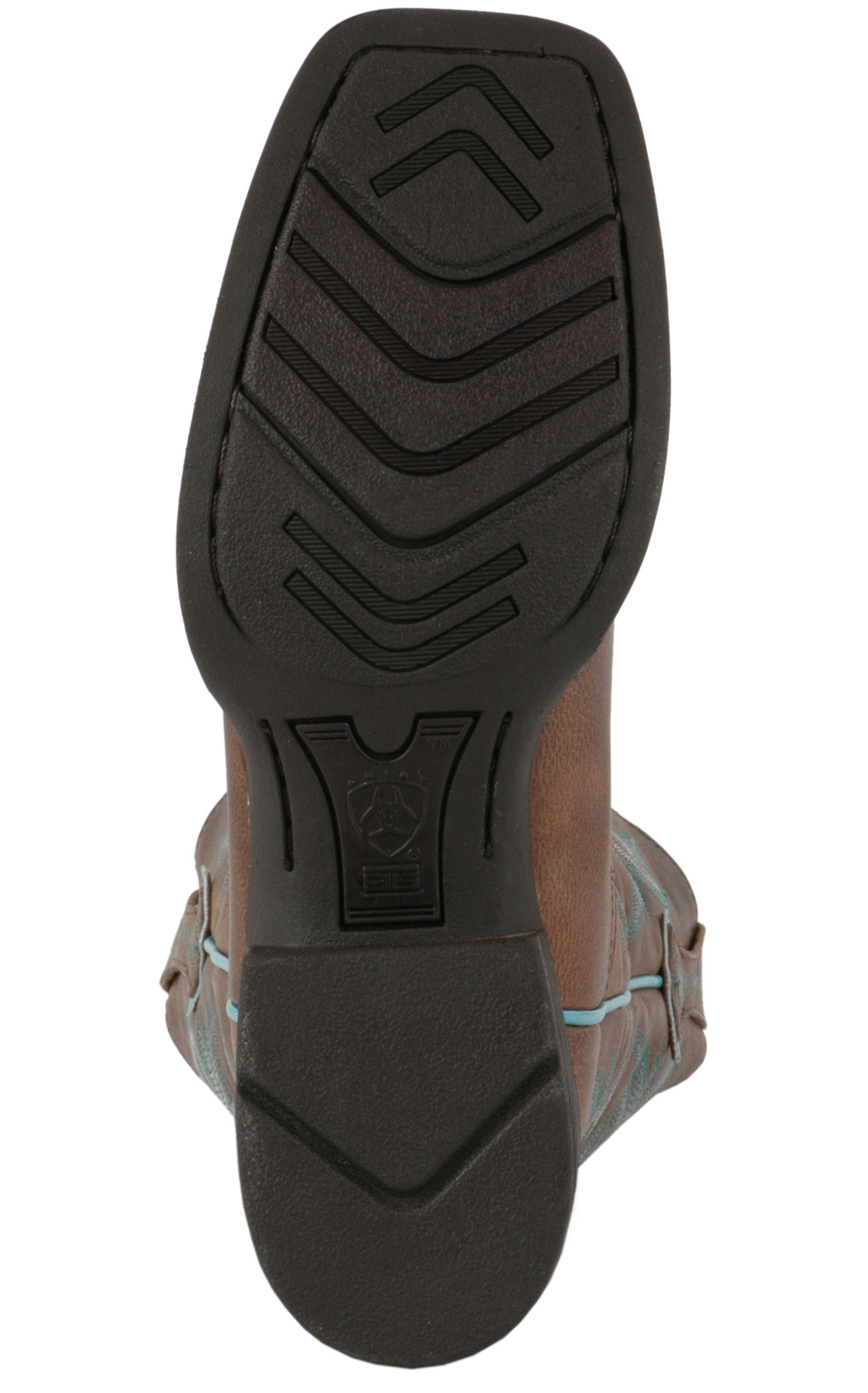 Ariat Women's Tombstone Sassy Brown with Turquoise Stitch Double Welt Wide Square Toe Boot - Image 1