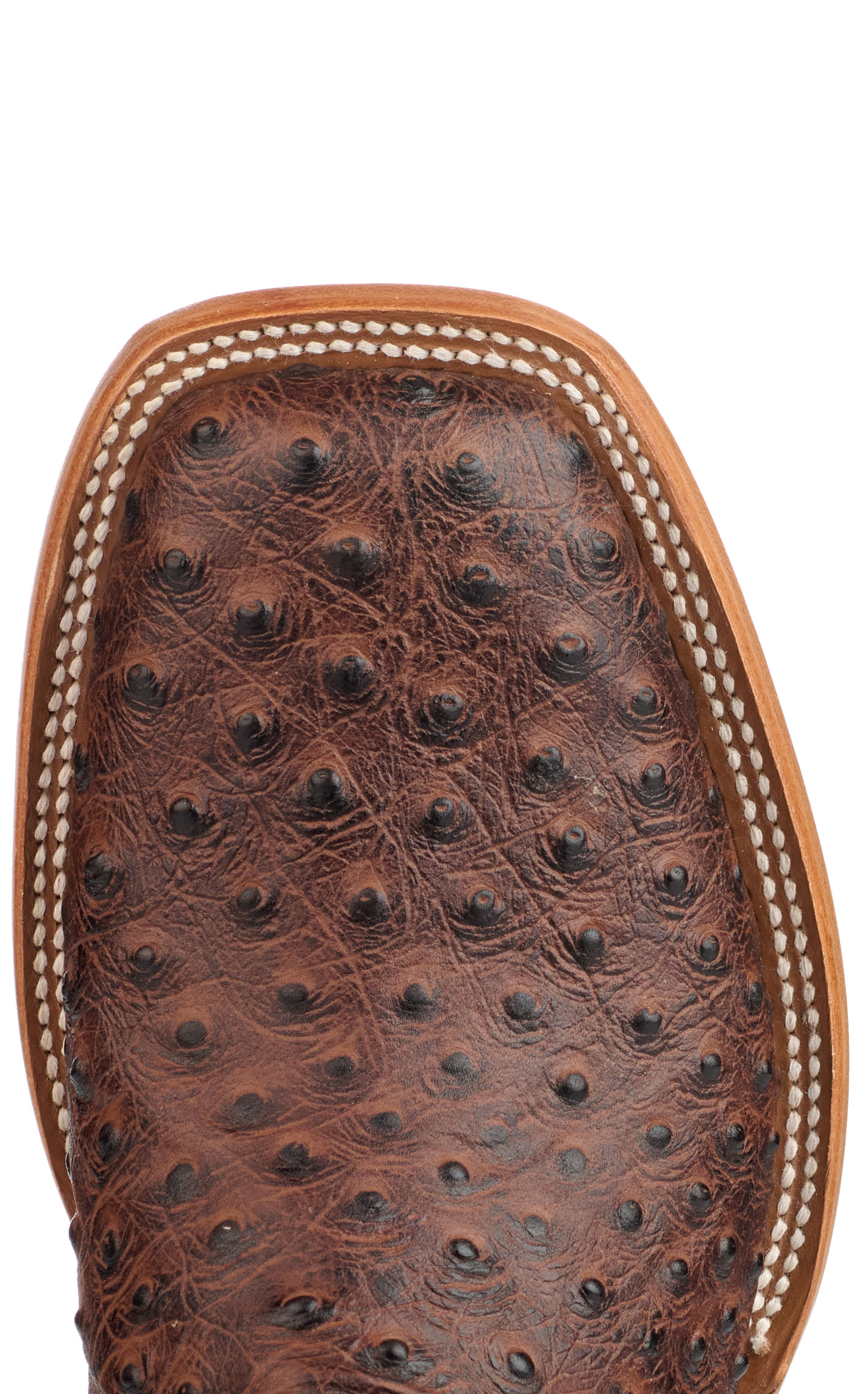 Cavender's Men's Endurance Deep Green and Brown Ostrich Print Wide Square Toe Cowboy Boots  - Image 1
