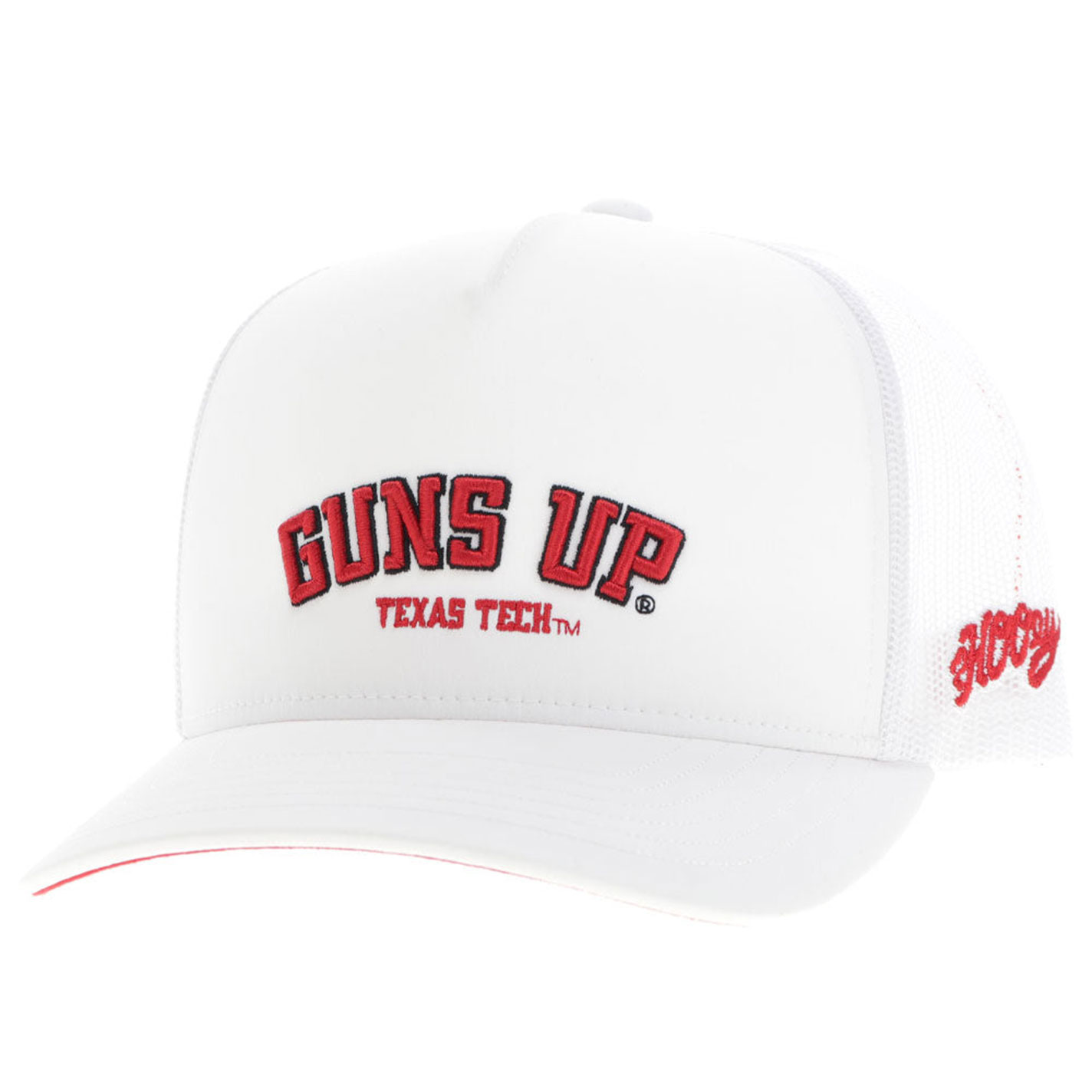 Hooey Collegiate Collection White & White Texas Tech Guns Up Embroidered Curved Bill Cap - Image 1