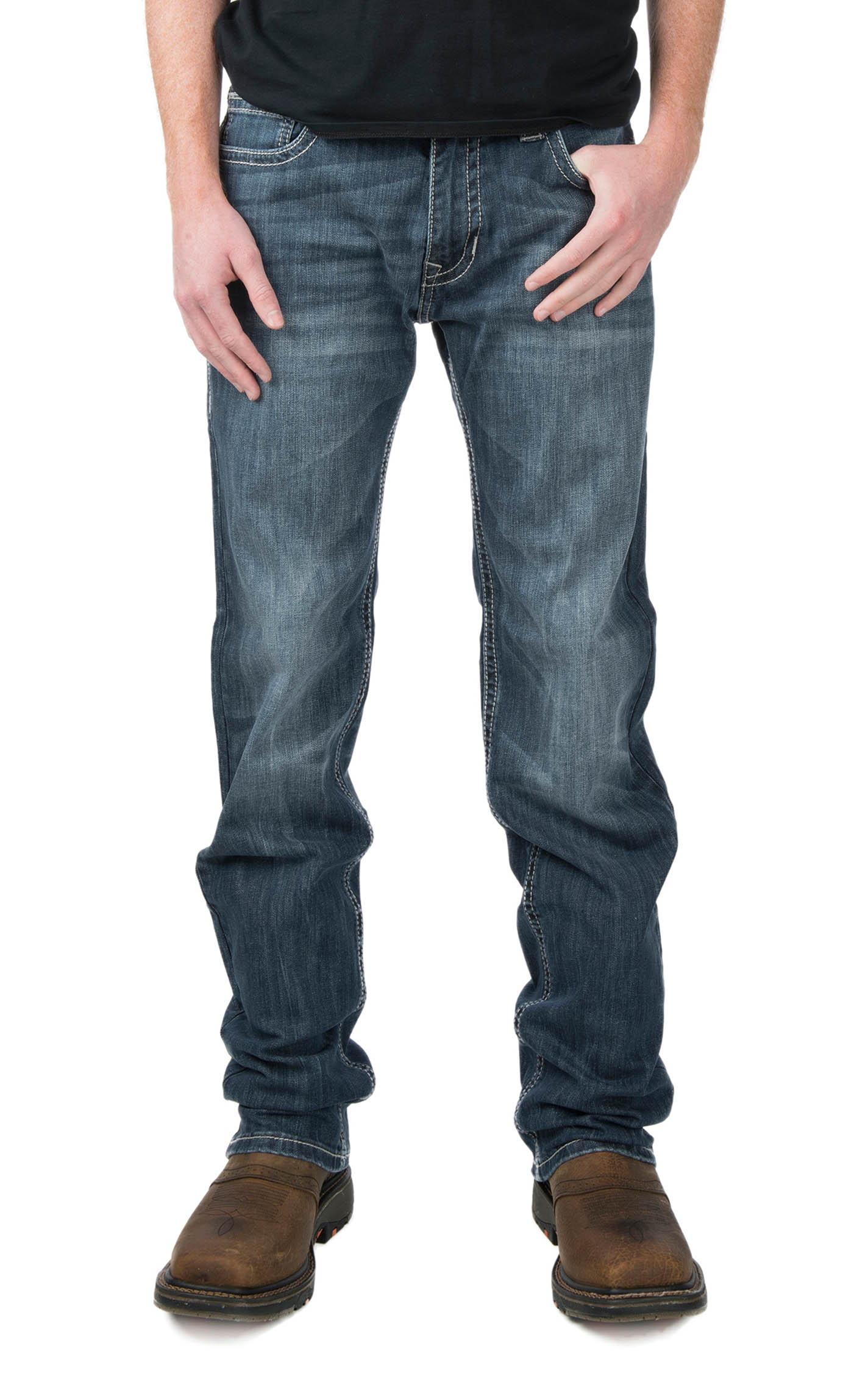 Rock & Roll Denim Men's Revolver Dark Wash Slim Fit Straight Leg ReFlex Stretch Jeans - Image 1