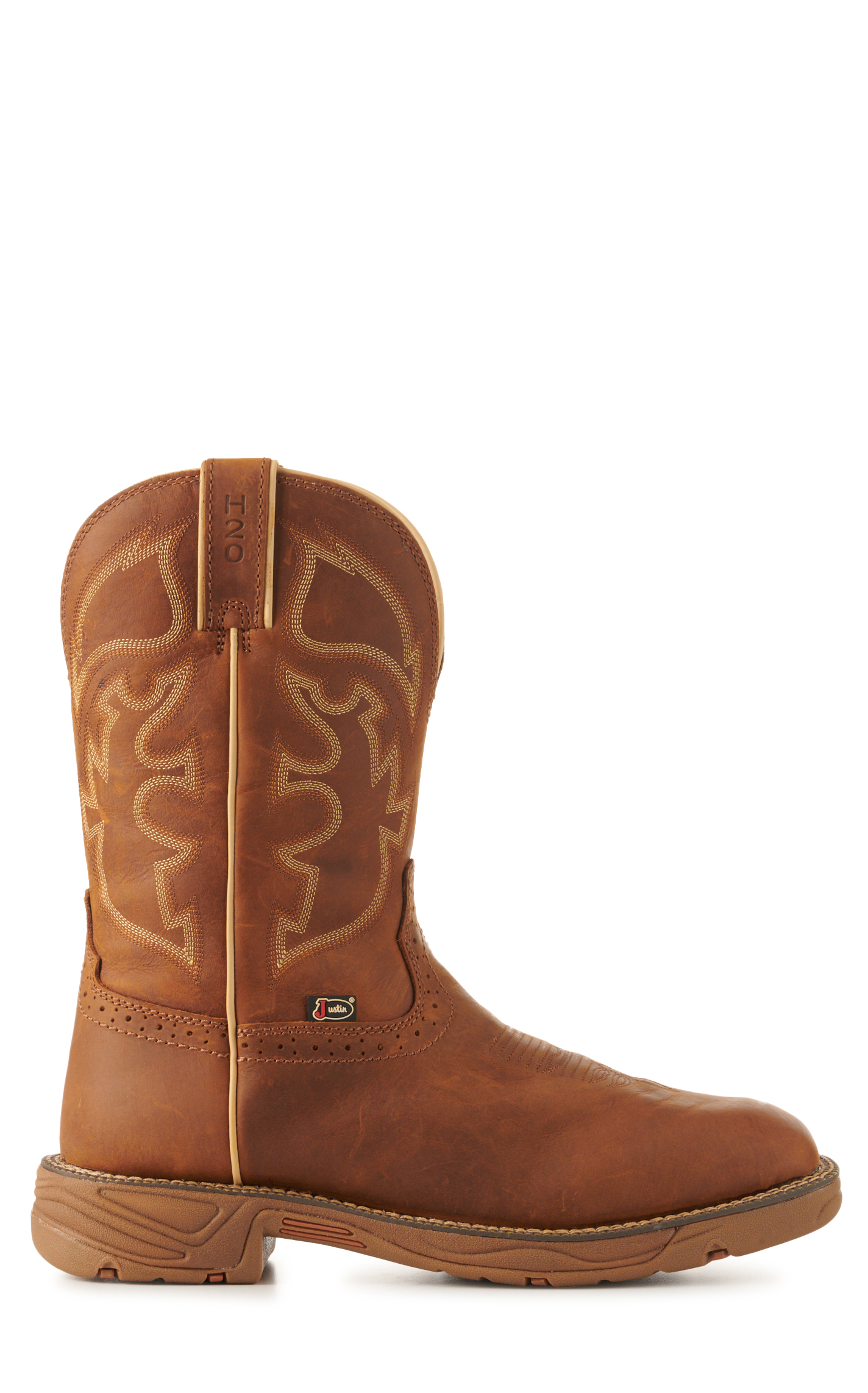Justin Men's Rush Tan Waterproof Square Toe Work Boots - Image 1
