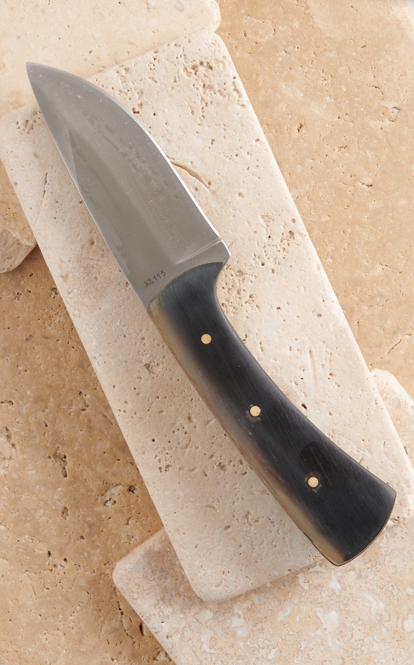 Twisted X Steel Blade and Ox Horn Handle Knife with Leather Sheath - Image 1