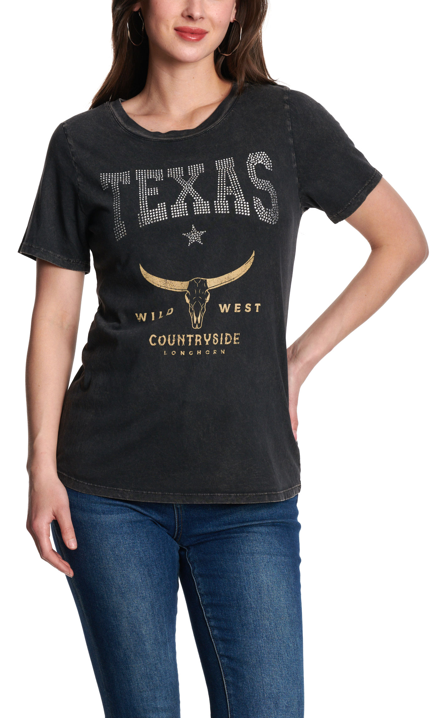 R.Rouge Women's Black Texas Bling Graphic T-Shirt - Image 1