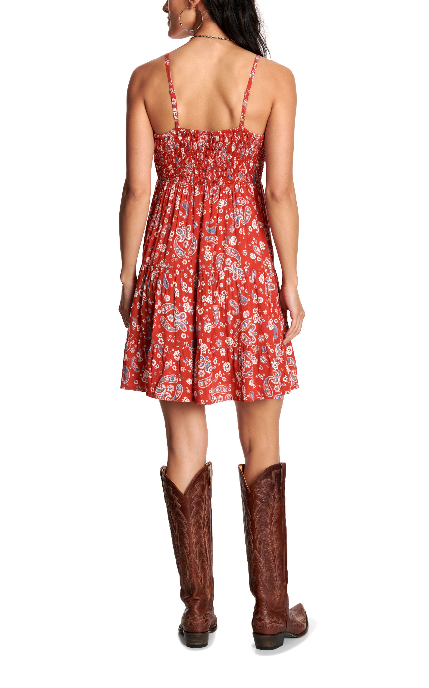 Rockin C Women's Red Floral Bandana Print Dress - Image 3
