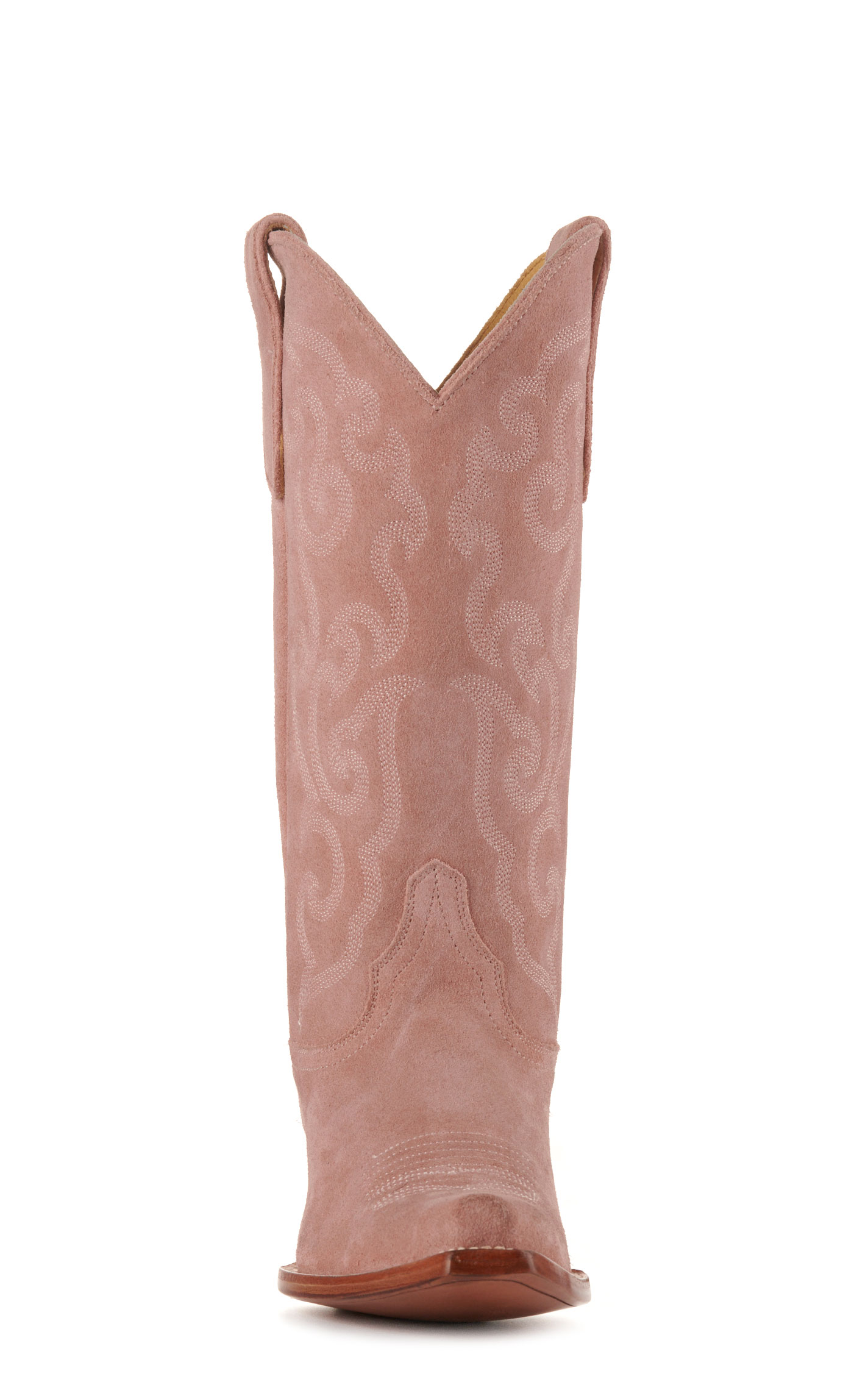 Cavender’s Women’s Suede Pink with Tonal Embroidery Snip Toe Cowboy Boots  - Image 1