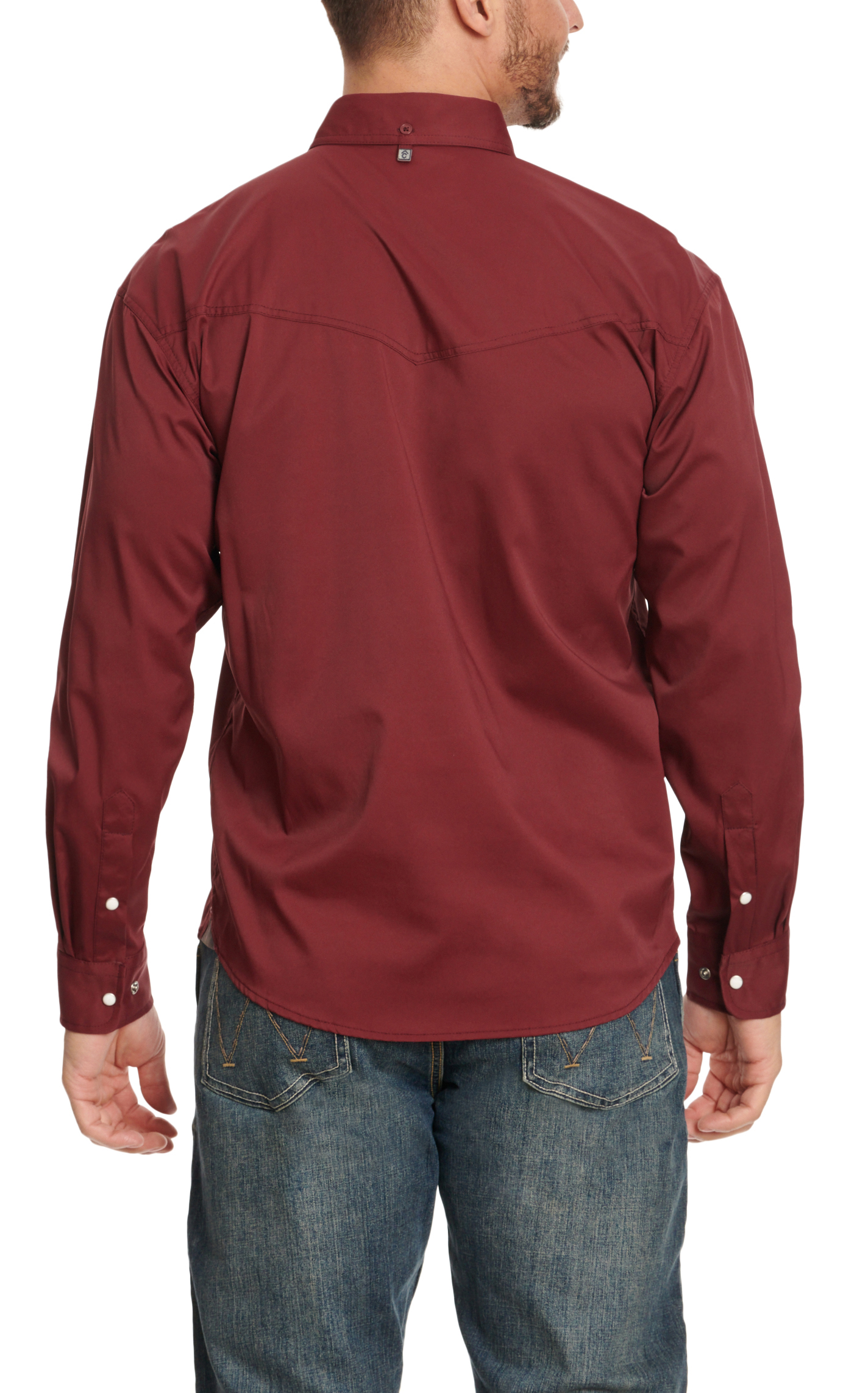 Rafter C Outdoors Men's Burgundy Long Sleeve Lefty Fishing Shirt - Image 1