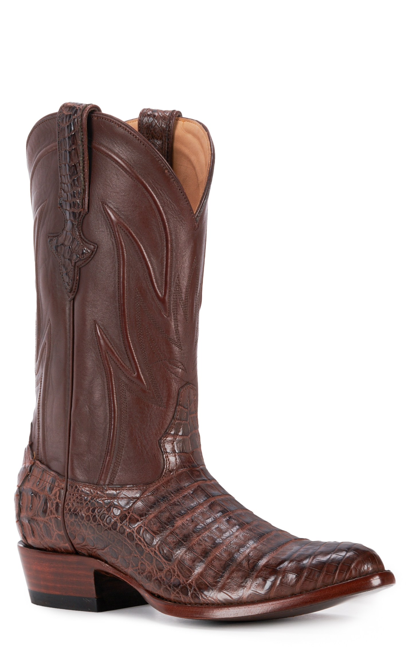JRC & Sons Men's Weldon Caiman Belly Round Toe Exotic Cowboy Boot in Cigar - Image 1