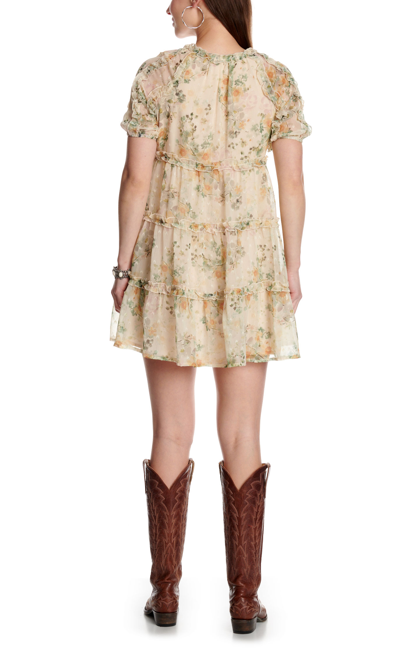 Blue B Women's Tan & Sage Floral Print Dress - Image 3