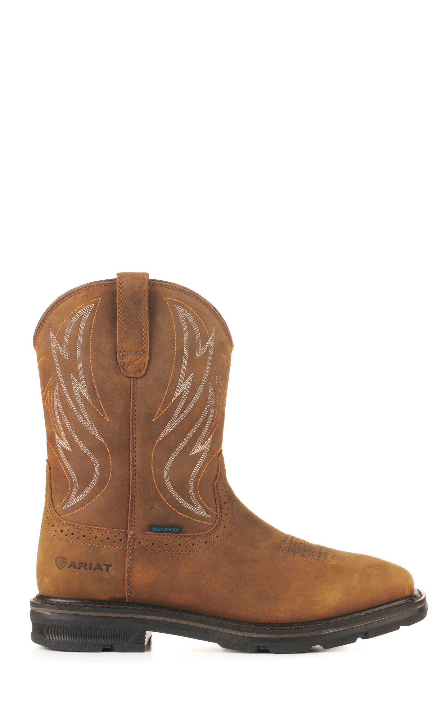 Ariat Men's Sierra Distressed Brown Shock Shield Waterproof Wide Square Toe Work Boot - Image 1