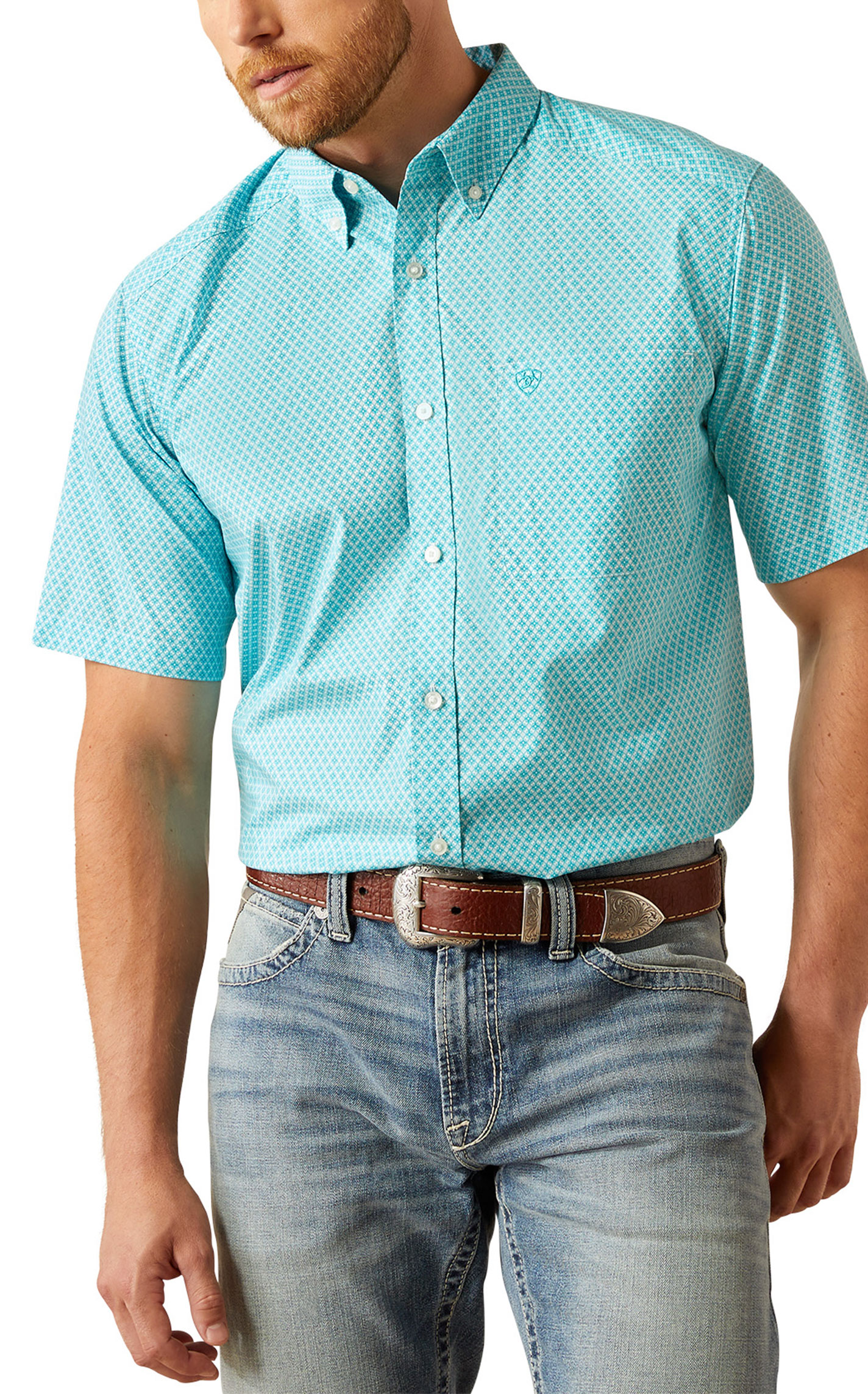 Ariat Men's Westin Turquoise Geo Print Western Shirt - Image 1