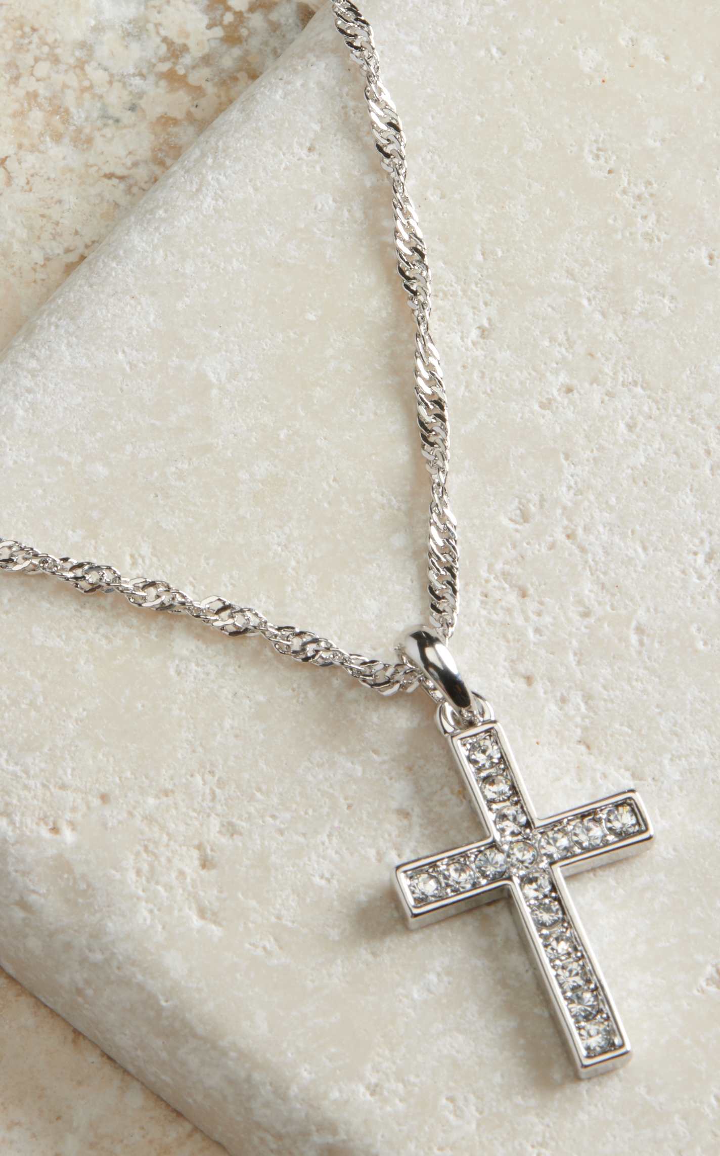 Montana Silversmiths Silver Cross Crystal Necklace - Image 1