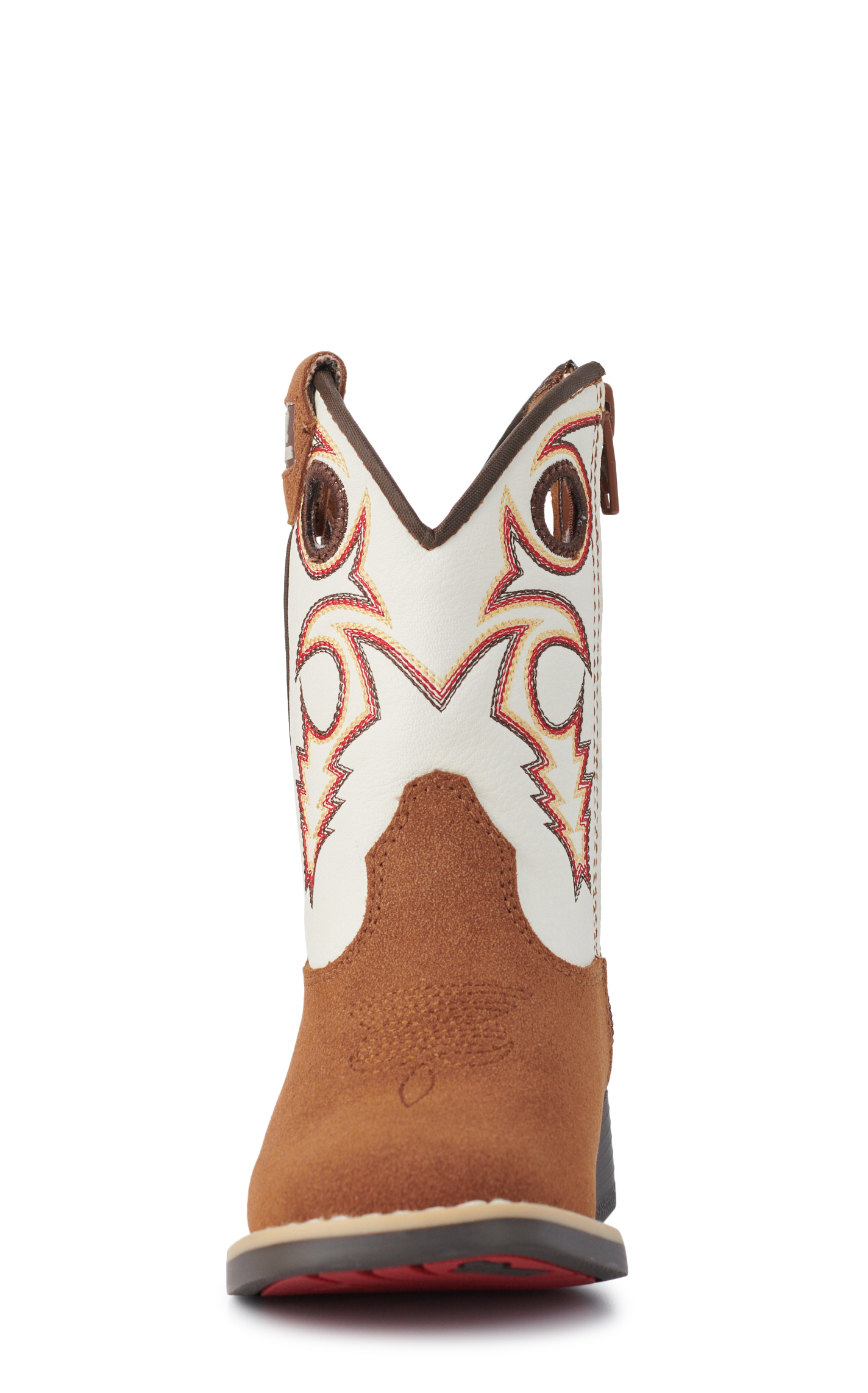 Twister Toddler Boys Trey White and Brown Roughout Wide Square Toe Cowboy Boots - Image 1