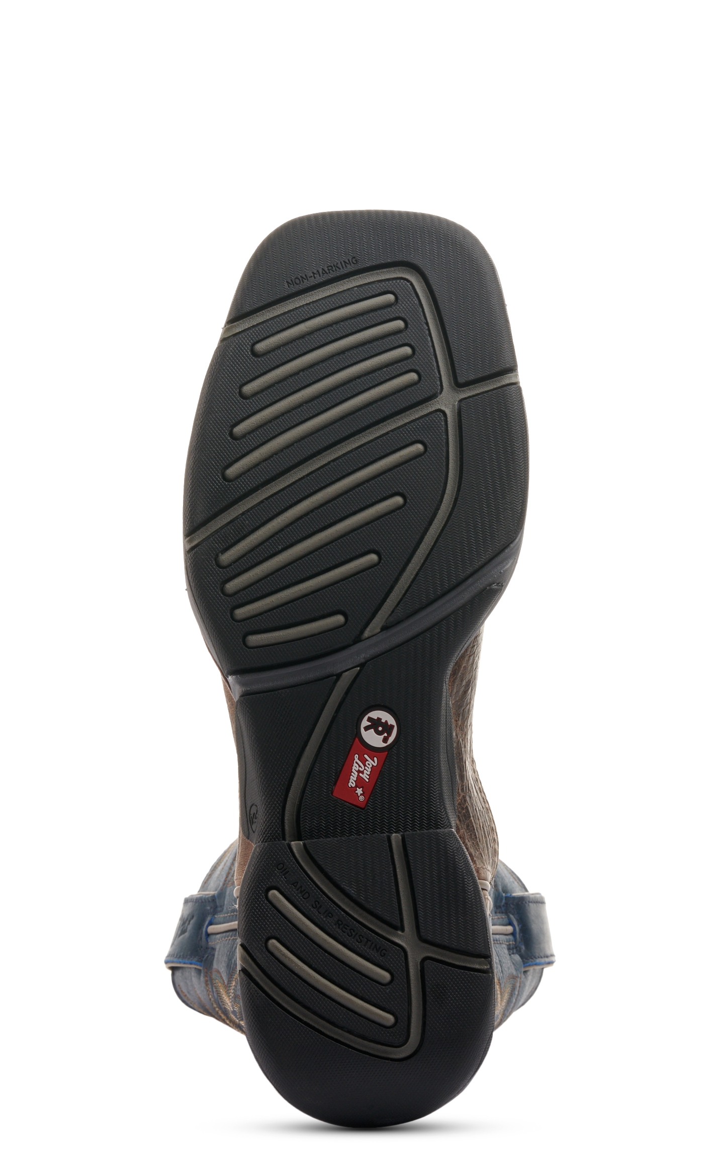 Tony Lama Bartlett Stone Brown and Blue Square Steel Toe Work Boots - Image 1