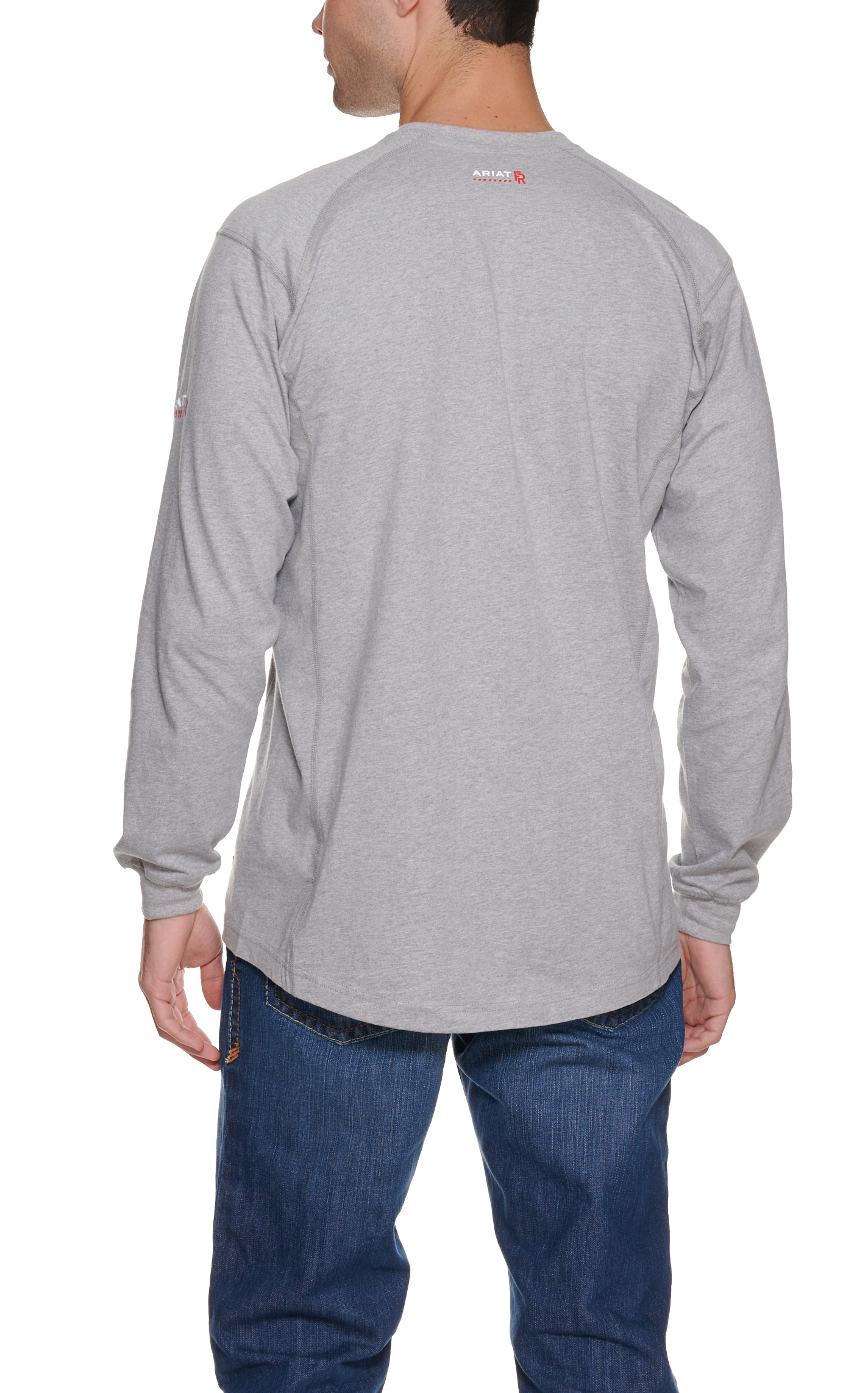 Ariat Men's Air Crew Heather Silver Fox FR Work Shirt - Image 1