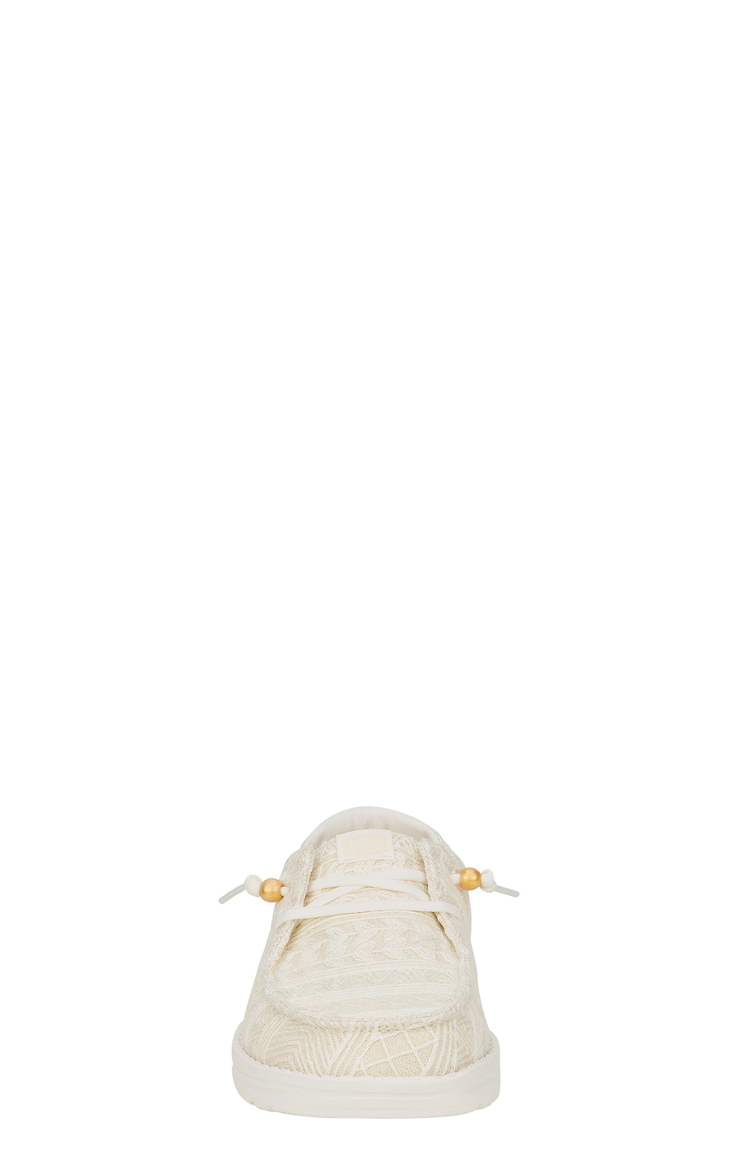 Hey Dude Women's Wendy White & Gold Crochet Lace Moc Toe Casual Shoes - Image 1