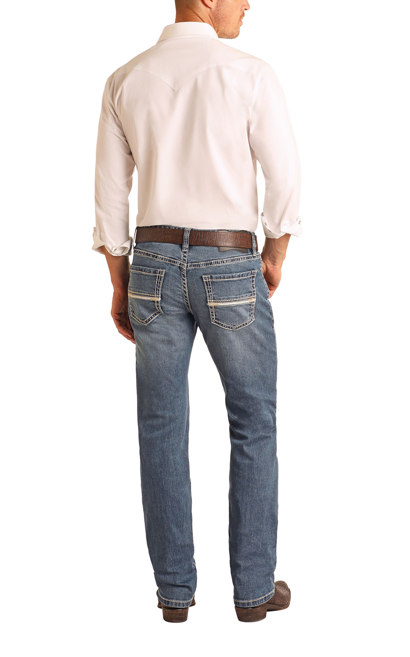 Rock & Roll Denim Men’s Revolver Vintage Wash Slim Straight Jeans - Image 1