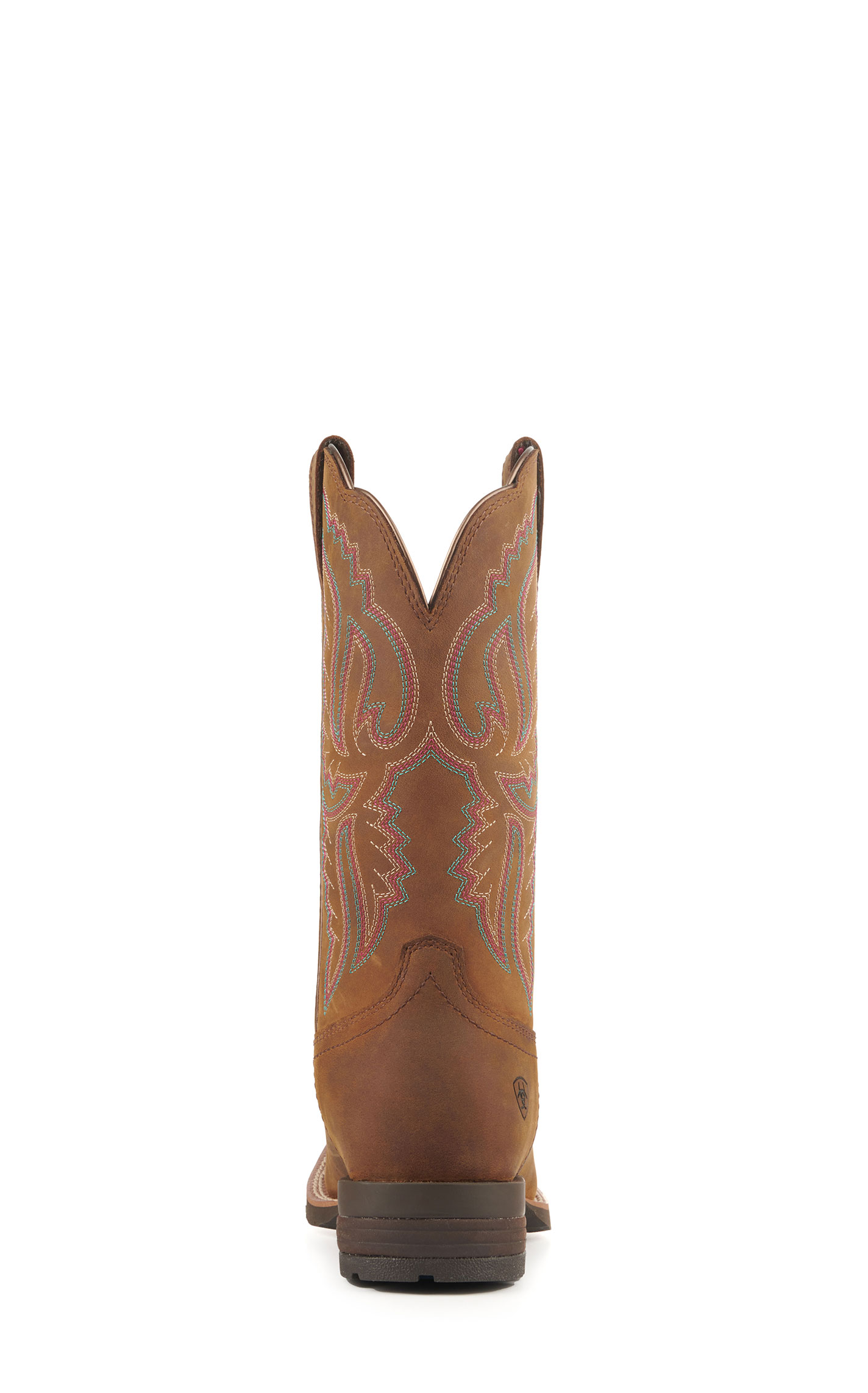 Ariat Women's Hybrid Ranchwork Distressed Brown Shock Shield Wide Square Toe Cowboy Boots - Image 1