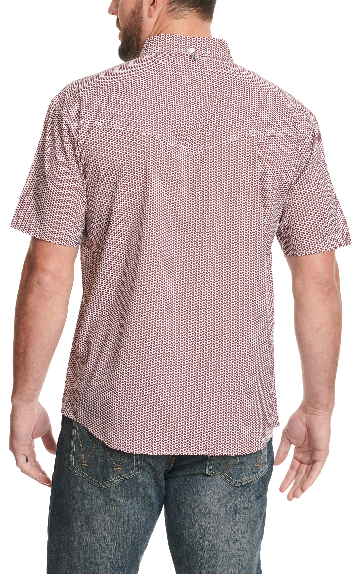 Rafter C Outdoors Men's White & Burgundy Texas Print Fishing Shirt - Image 2