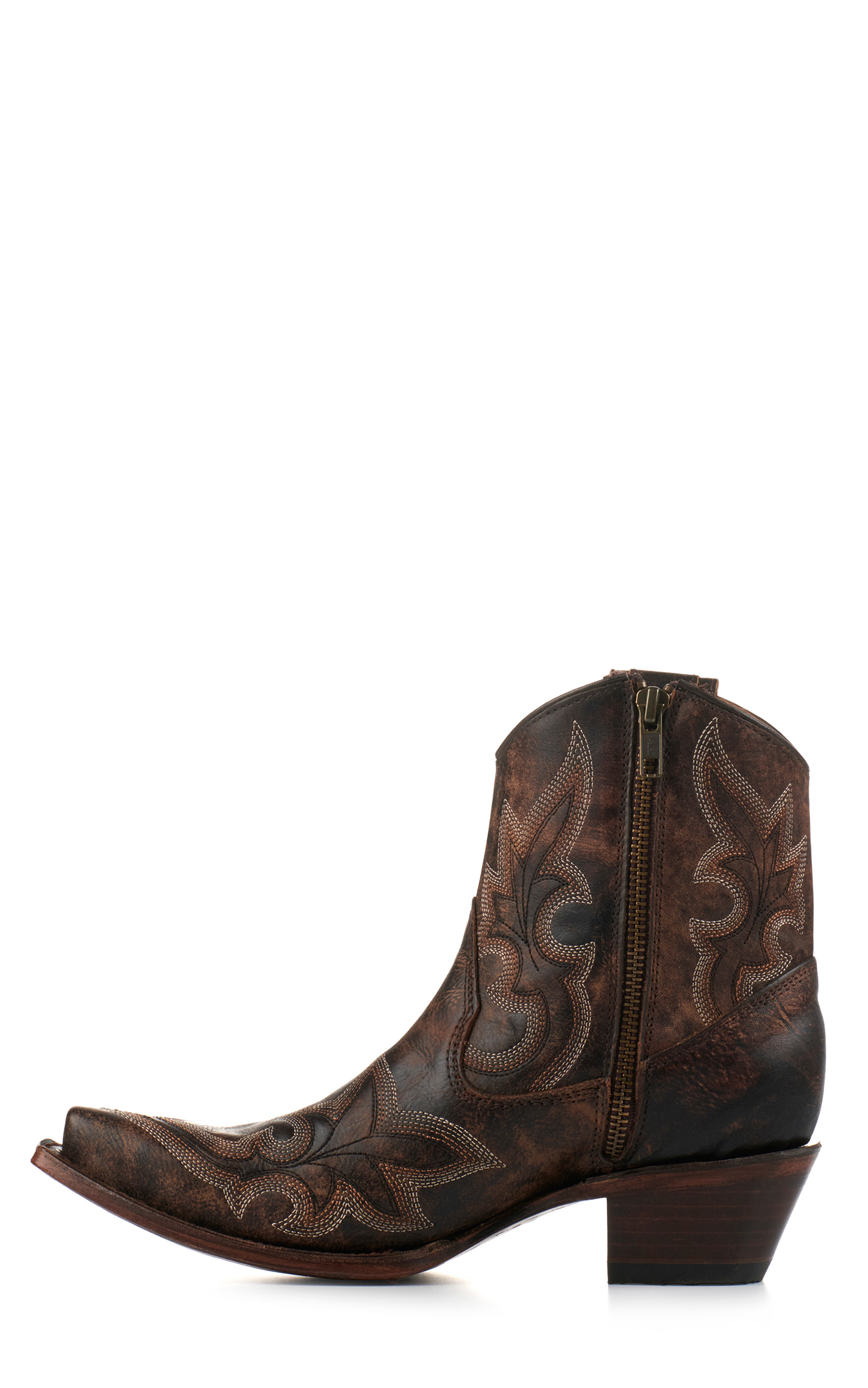 Circle G by Corral Women's Dark Brown Snip Toe Cowboy Booties - Image 1