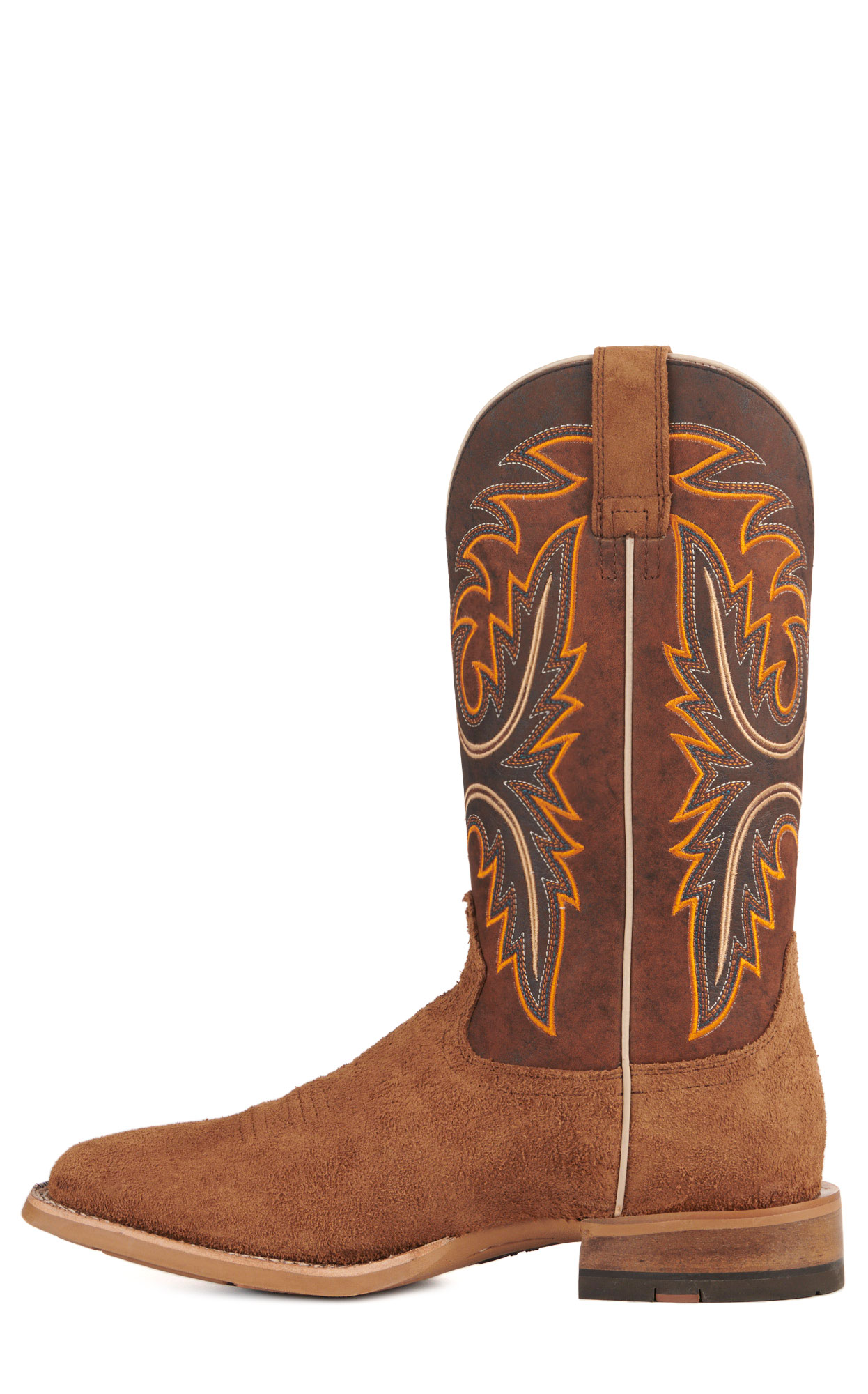 Ariat Men's Brushrider Suntan Roughout and Rusty Brown Wide Square Toe Cowboy Boots - Image 1