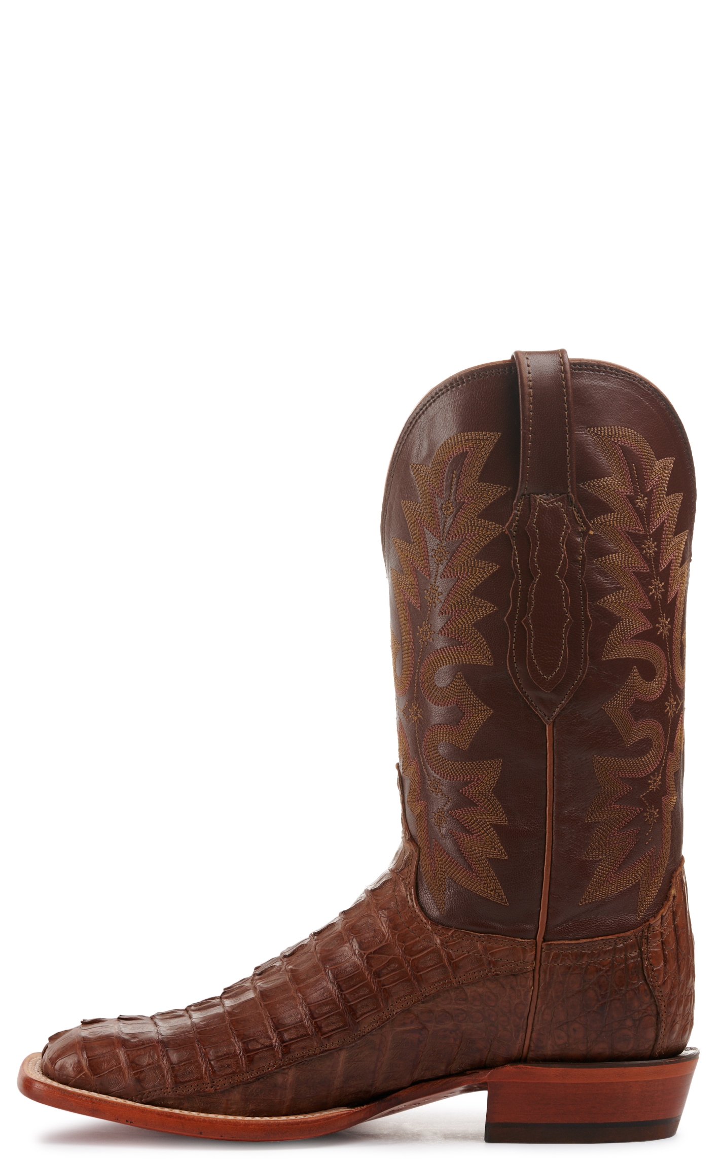 Lucchese Men's Tan Burnish Hornback Tail Wide Square Toe Exotic Cowboy Boots - Image 1